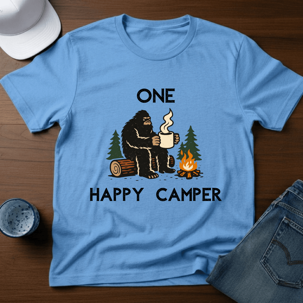 One Happy Camper Bigfoot T-Shirt - Deadpan Outdoors Co.