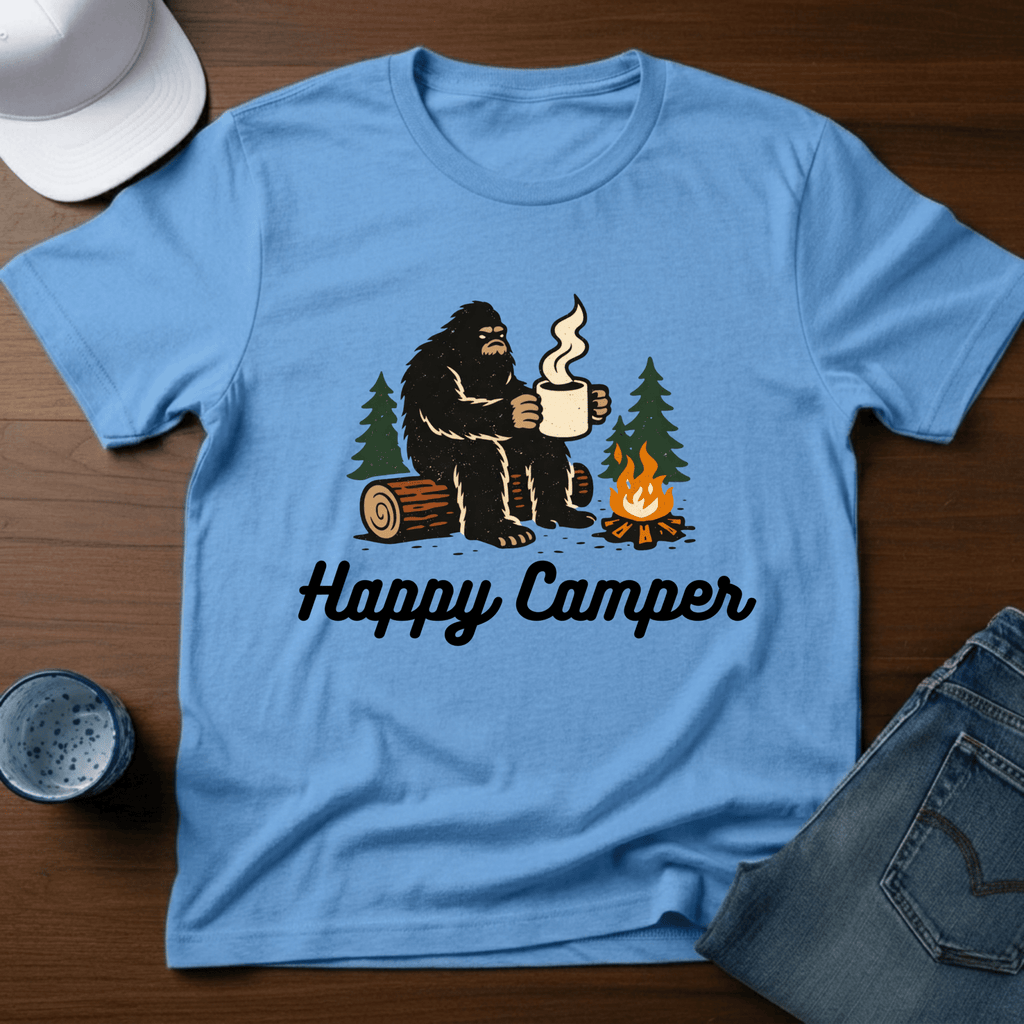 Happy Camper - Bigfoot T-Shirt - Deadpan Outdoors Co.