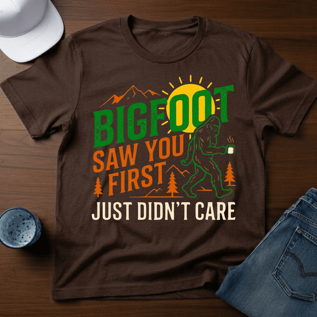 Bigfoot Saw You First - Just Didn't Care T-Shirt - Deadpan Outdoors Co.