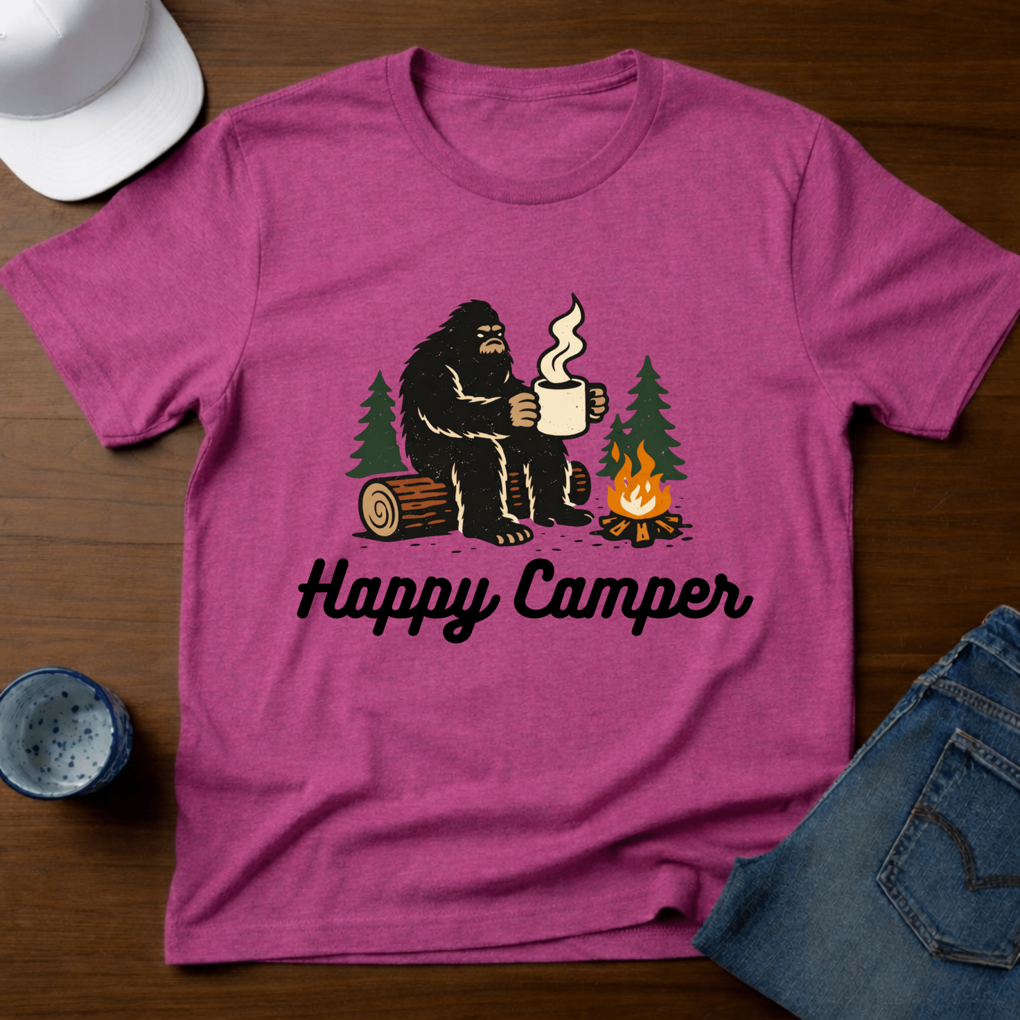Happy Camper - Bigfoot T-Shirt - Deadpan Outdoors Co.