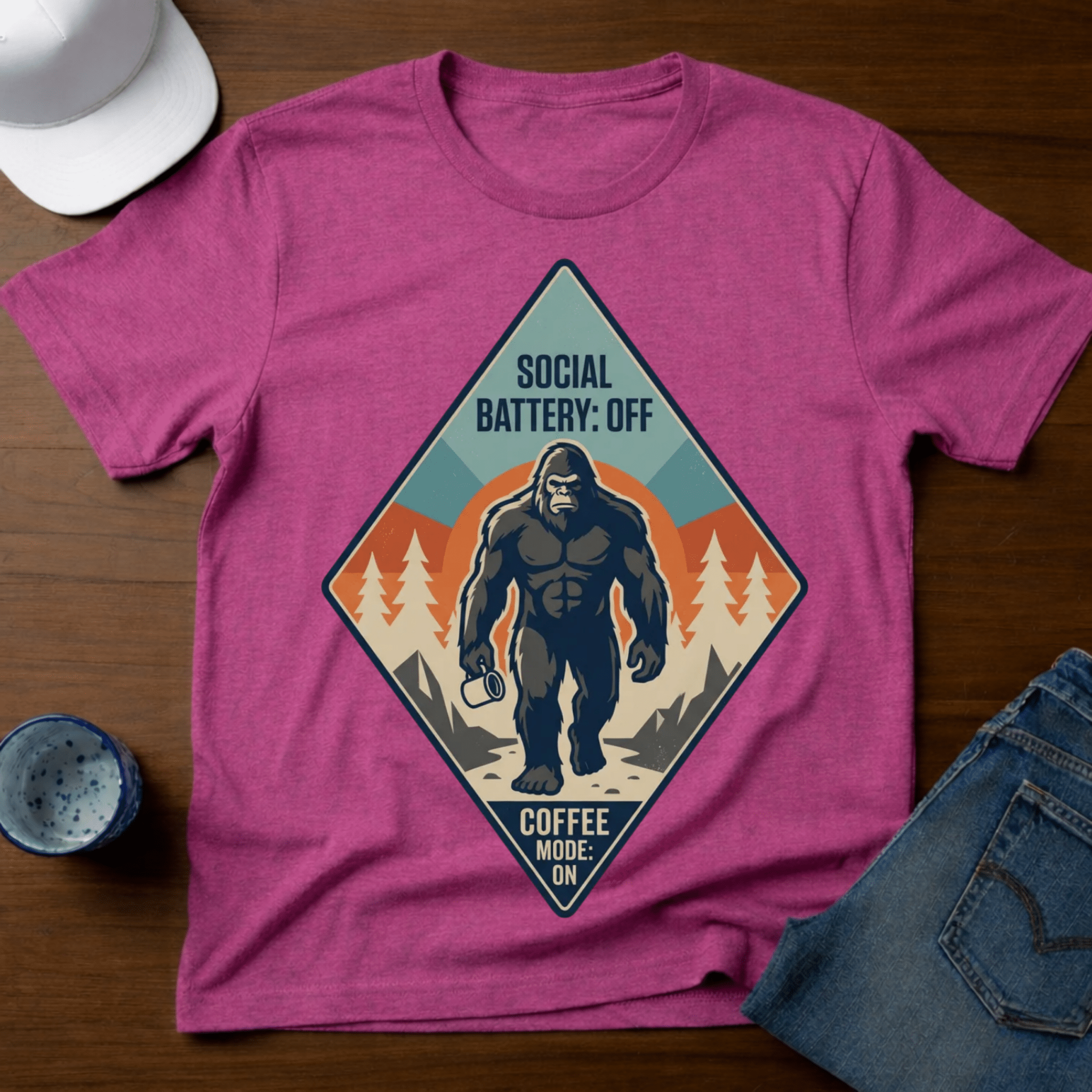 Social Battery: OFF Coffee Mode: ON T-Shirt - Deadpan Outdoors Co.