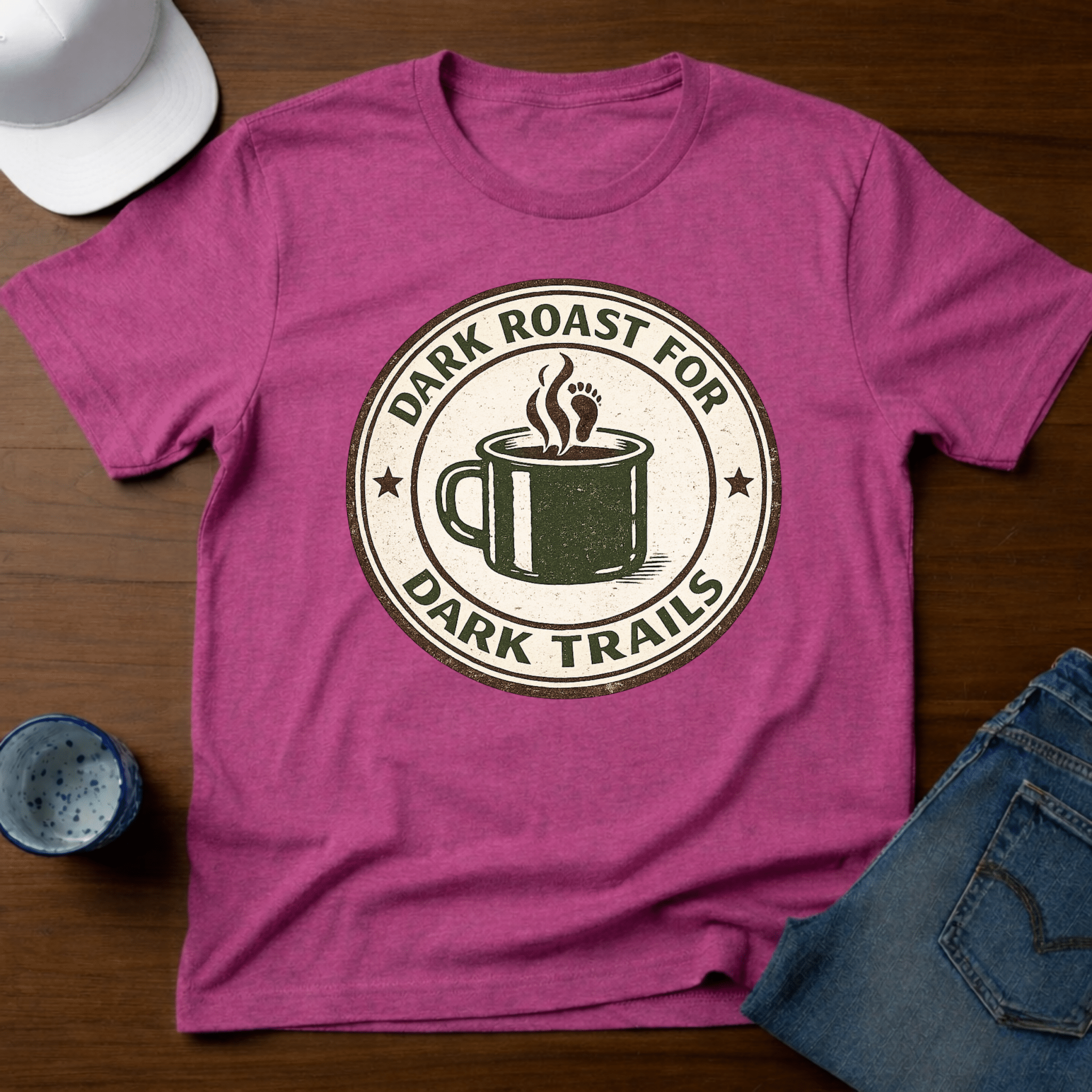 Dark Roast For Dark Trails T-Shirt - Deadpan Outdoors Co.