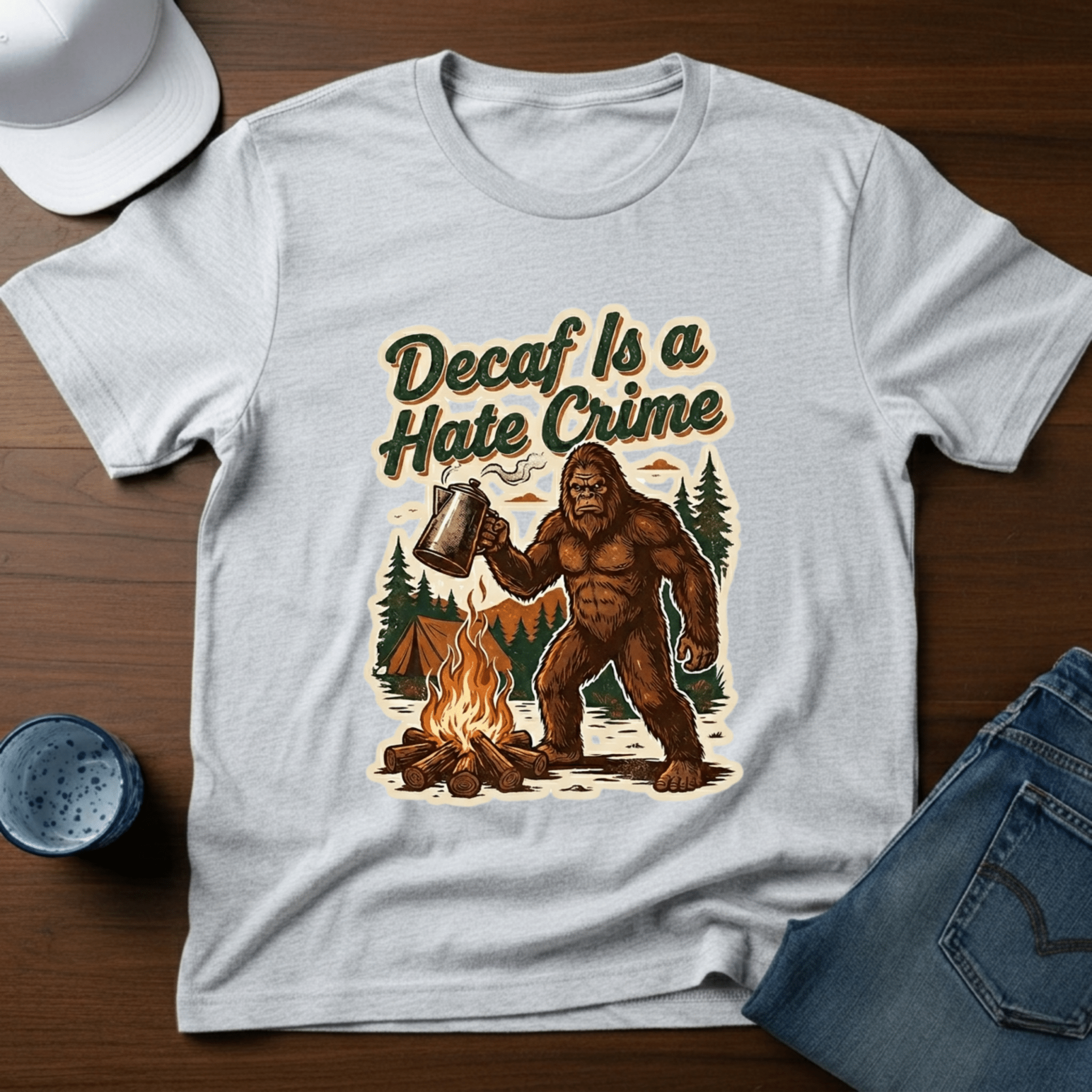 Decaf Is A Hate Crime With Coffee Pot T-Shirt - Deadpan Outdoors Co.