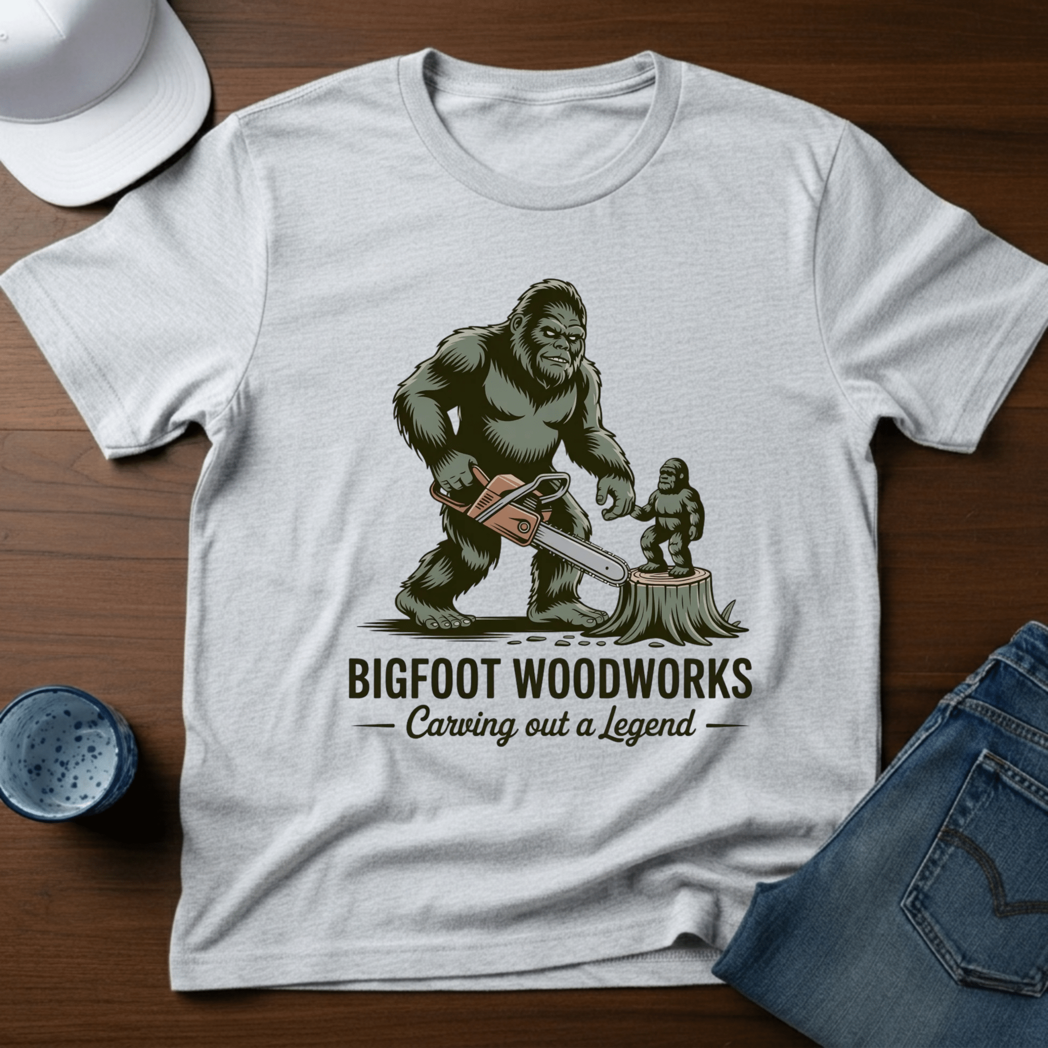 Bigfoot Woodworks - Carving Out A Legend T-Shirt - Deadpan Outdoors Co.