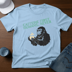 Caffeine First Humans, Never T-Shirt - Deadpan Outdoors Co.