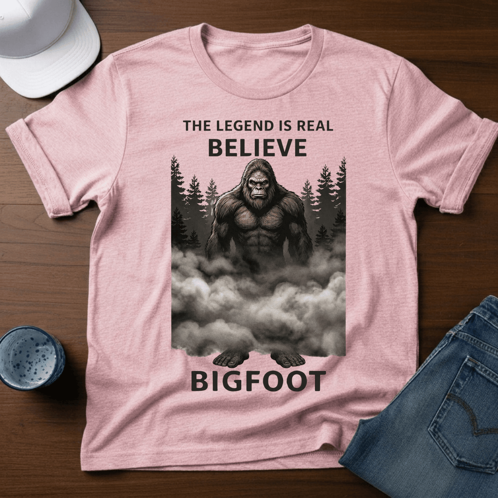 The Legend Is Real - Believe - Bigfoot T-Shirt - Outdoor Bigfoot Tee - Deadpan Outdoors Co.
