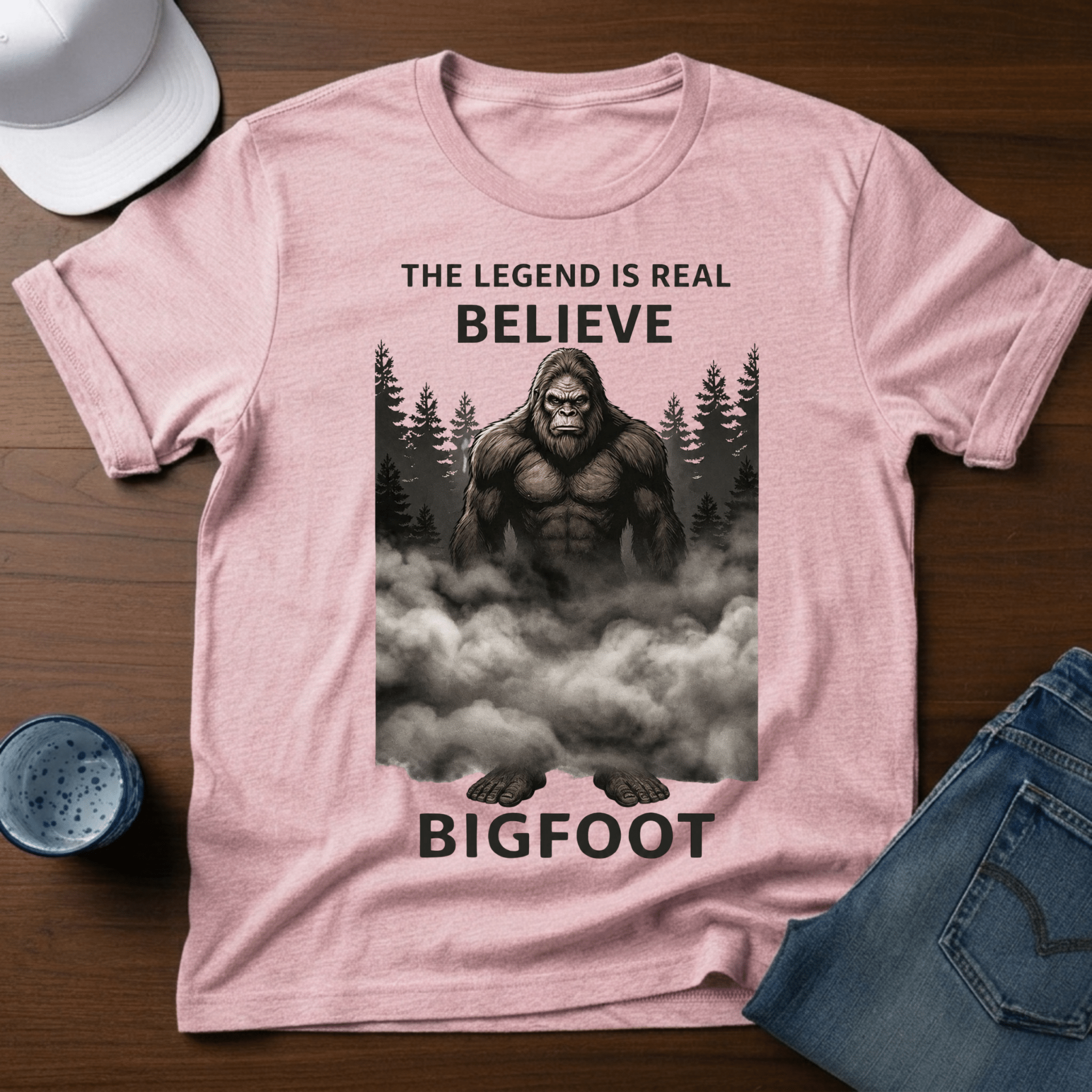 The Legend Is Real - Believe - Bigfoot T-Shirt - Outdoor Bigfoot Tee - Deadpan Outdoors Co.