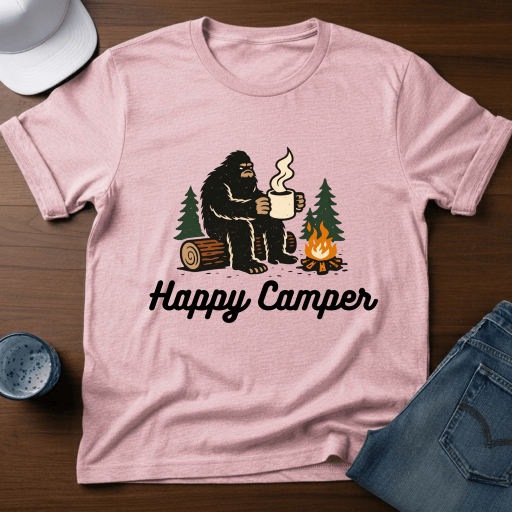 Happy Camper - Bigfoot T-Shirt - Deadpan Outdoors Co.