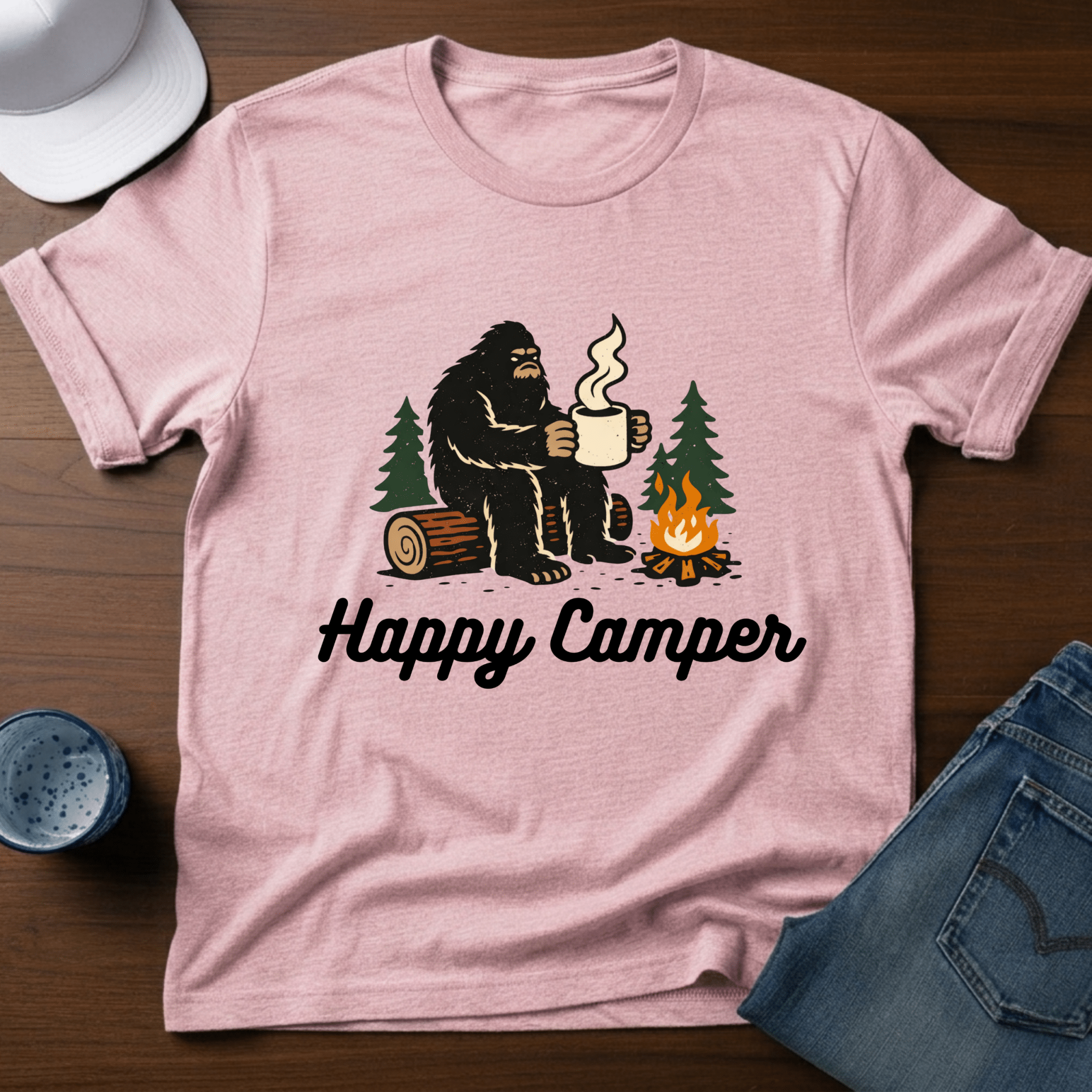 Happy Camper - Bigfoot T-Shirt - Deadpan Outdoors Co.