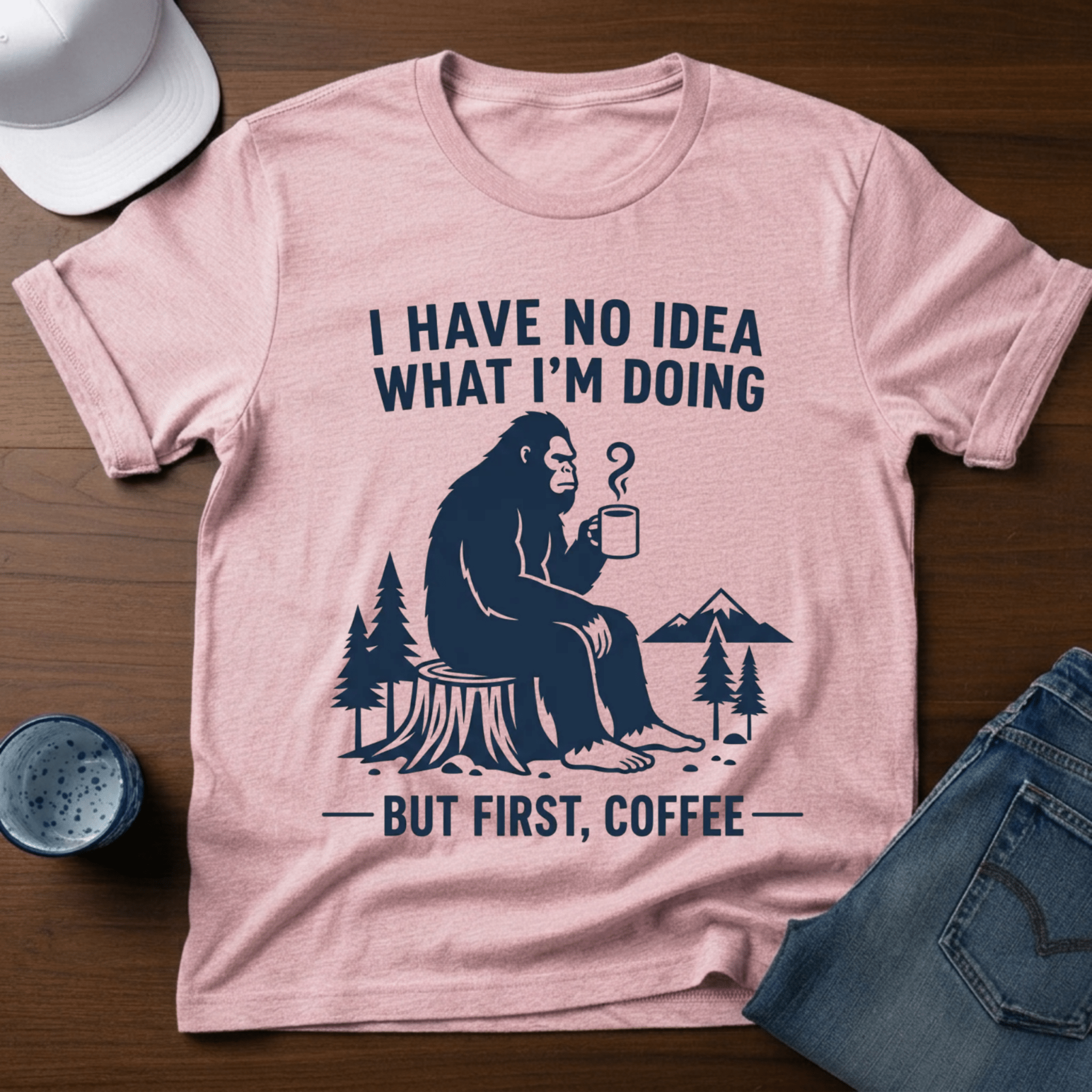 I Have No Idea What I'm Doing - But First, Coffee T-Shirt - Deadpan Outdoors Co.