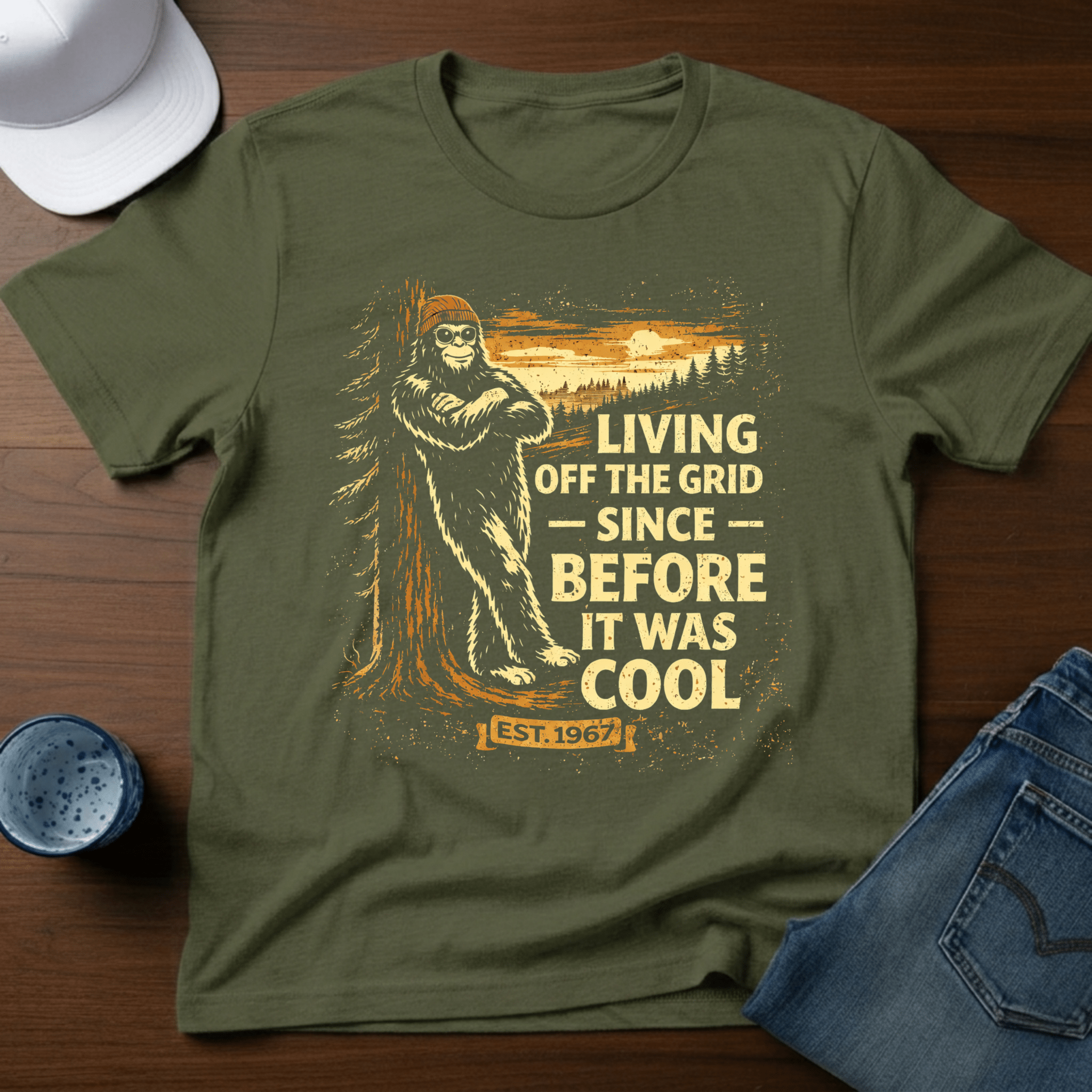Living Off The Grid Since Before It Was Cool T-Shirt - Deadpan Outdoors Co.
