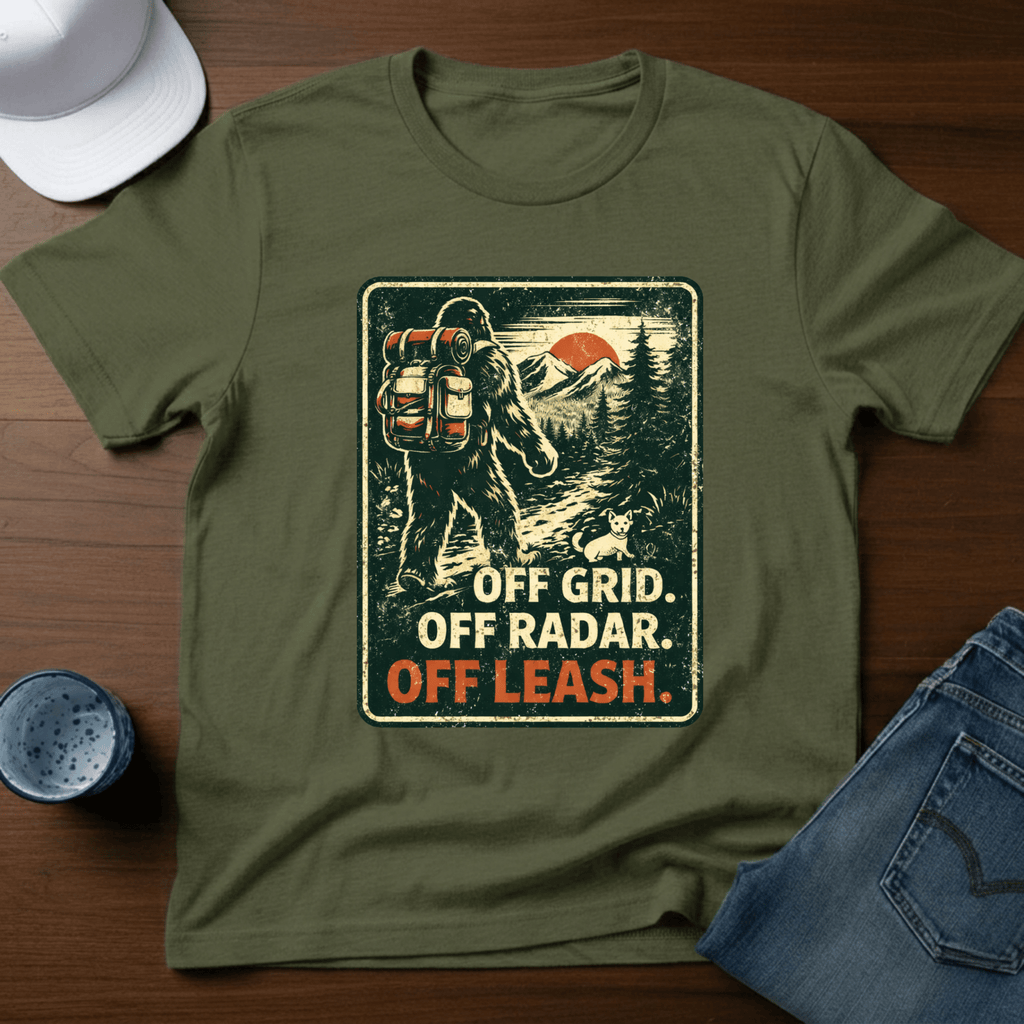 Off Grid. Off Radar. Off Leash T-Shirt - Deadpan Outdoors Co.