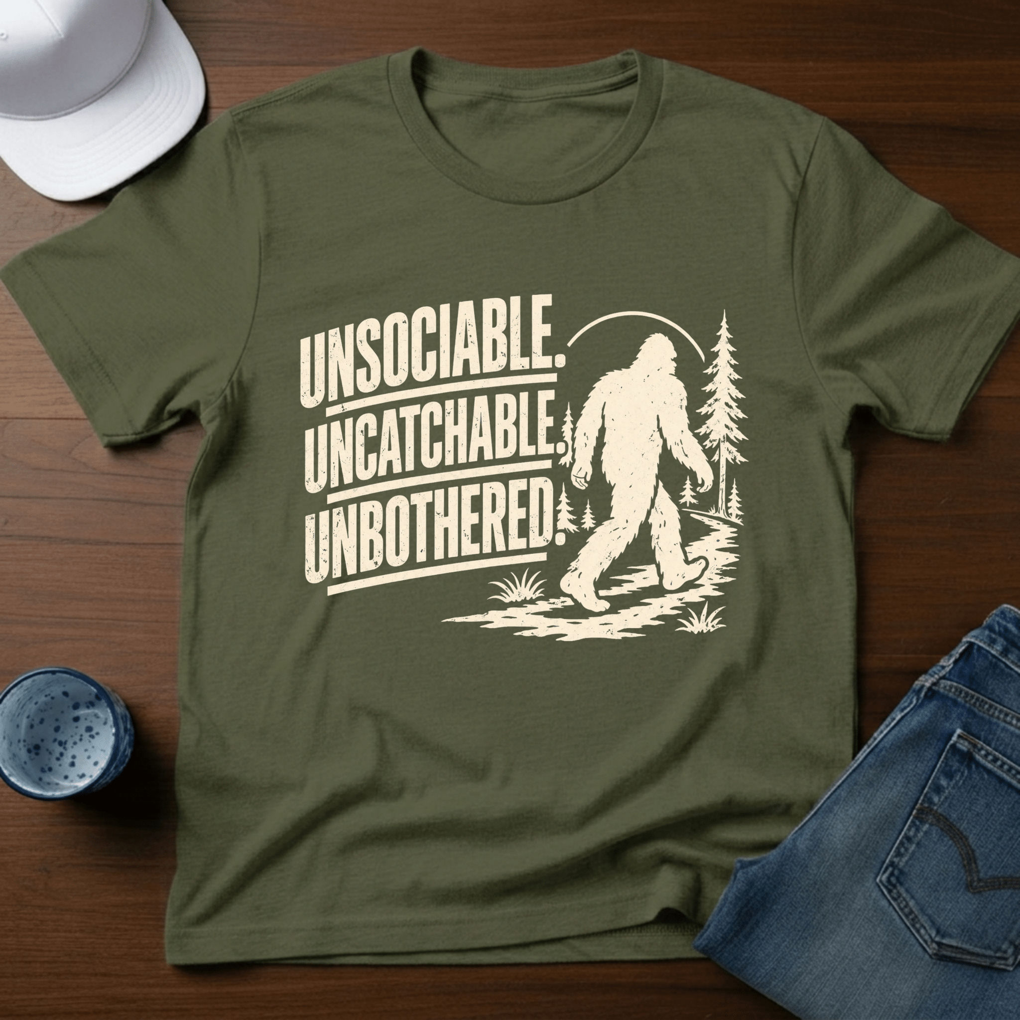 Unsociable. Uncatchable. Unbothered. T-Shirt - Deadpan Outdoors Co.