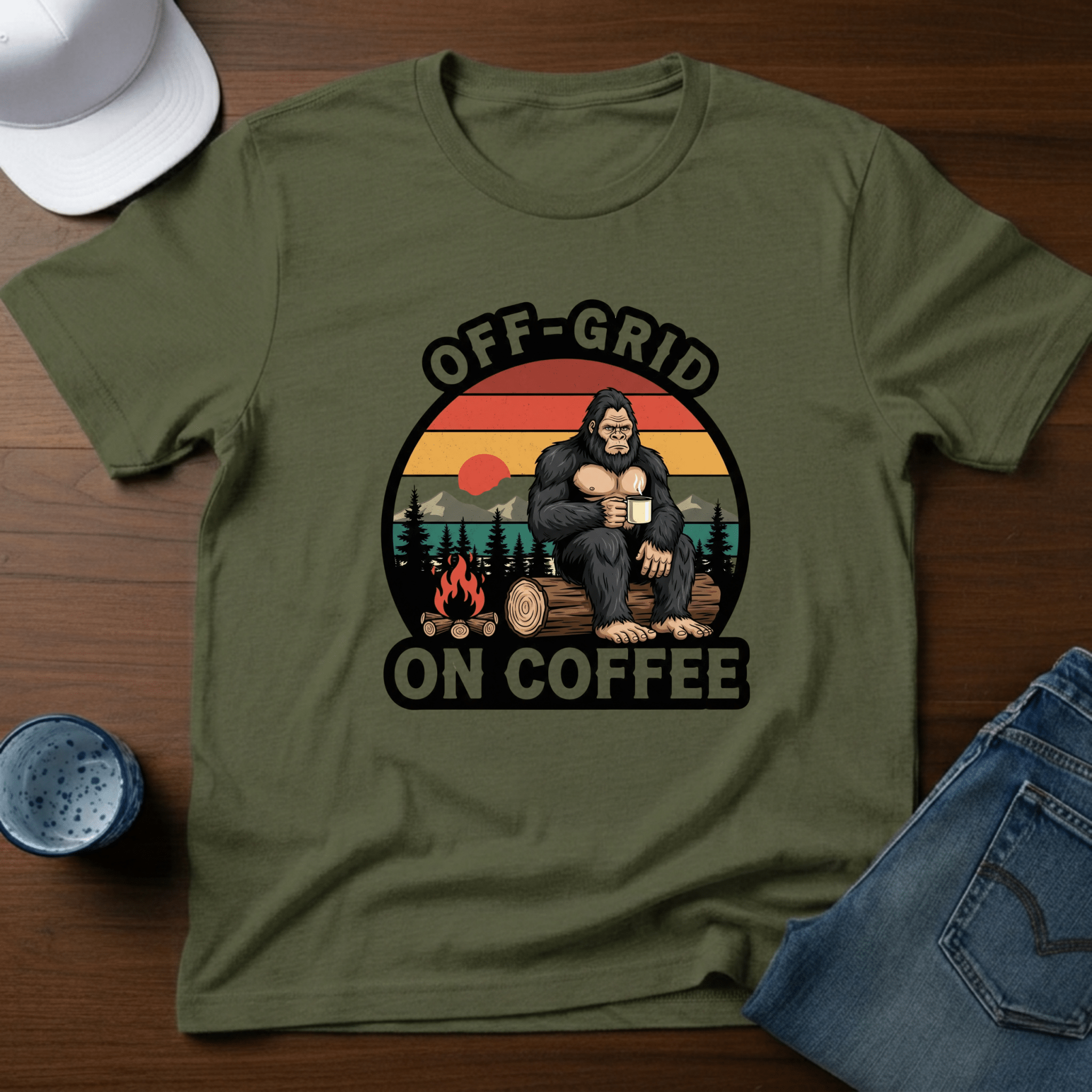Off - Grid On Coffee T-Shirt - Deadpan Outdoors Co.