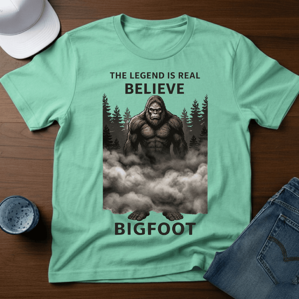 The Legend Is Real - Believe - Bigfoot T-Shirt - Outdoor Bigfoot Tee - Deadpan Outdoors Co.