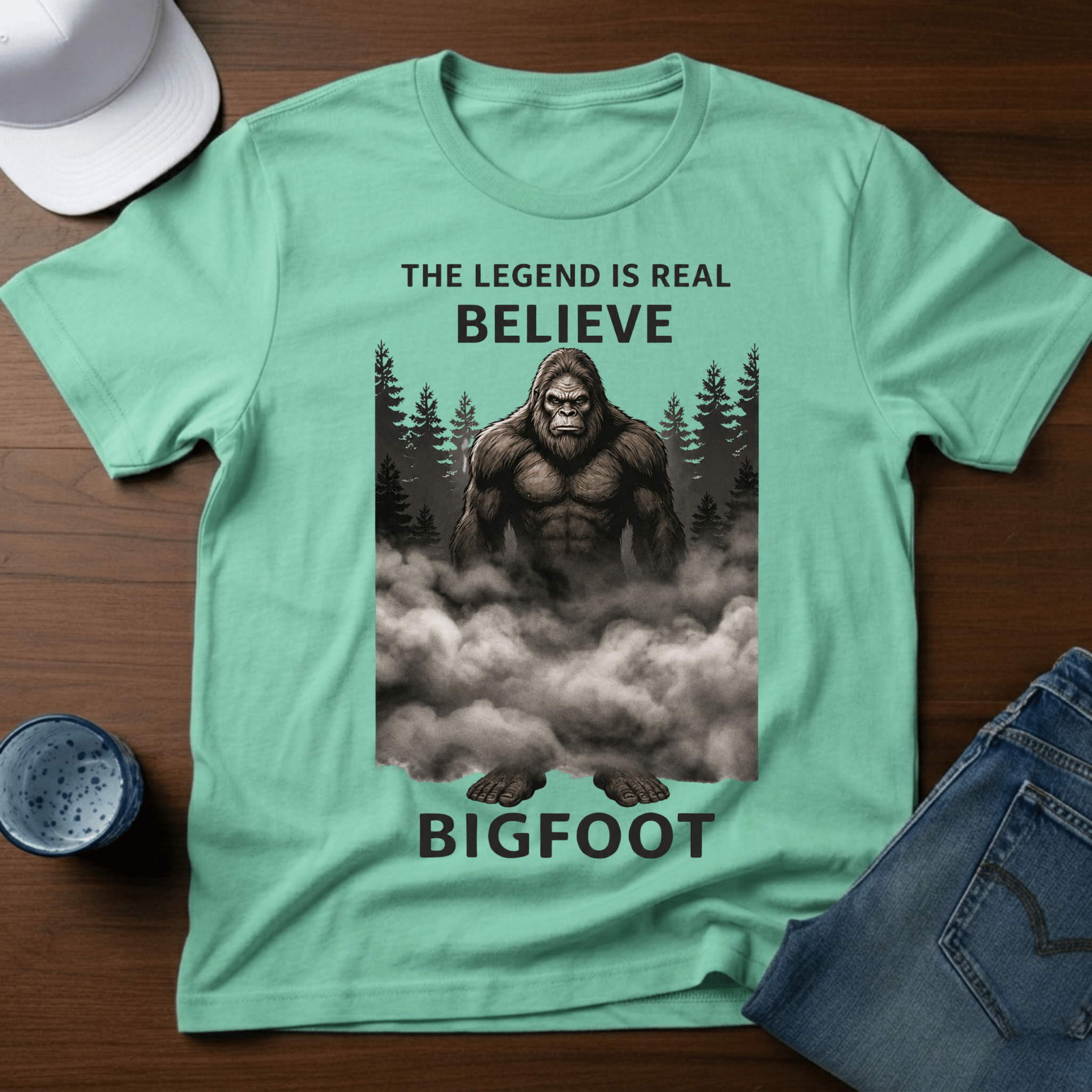 The Legend Is Real - Believe - Bigfoot T-Shirt - Outdoor Bigfoot Tee - Deadpan Outdoors Co.