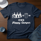 Trailer In Trees + Coffee=One Happy Camper T-Shirt - Deadpan Outdoors Co.