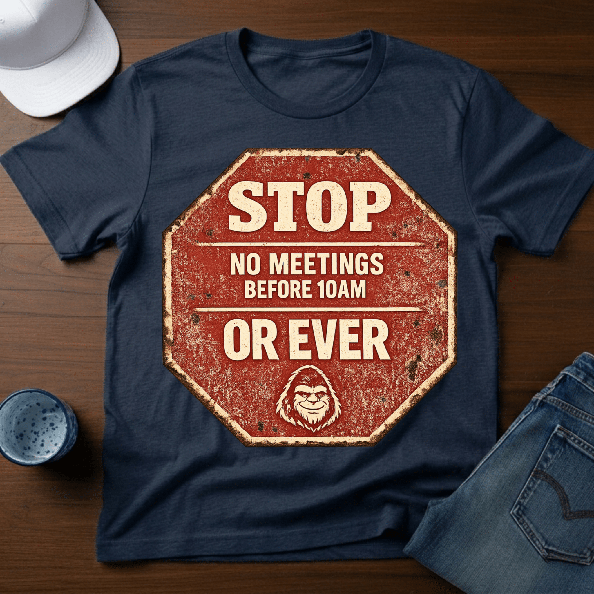 Stop - No Meetings Before 10AM Or Ever T-Shirt - Deadpan Outdoors Co.