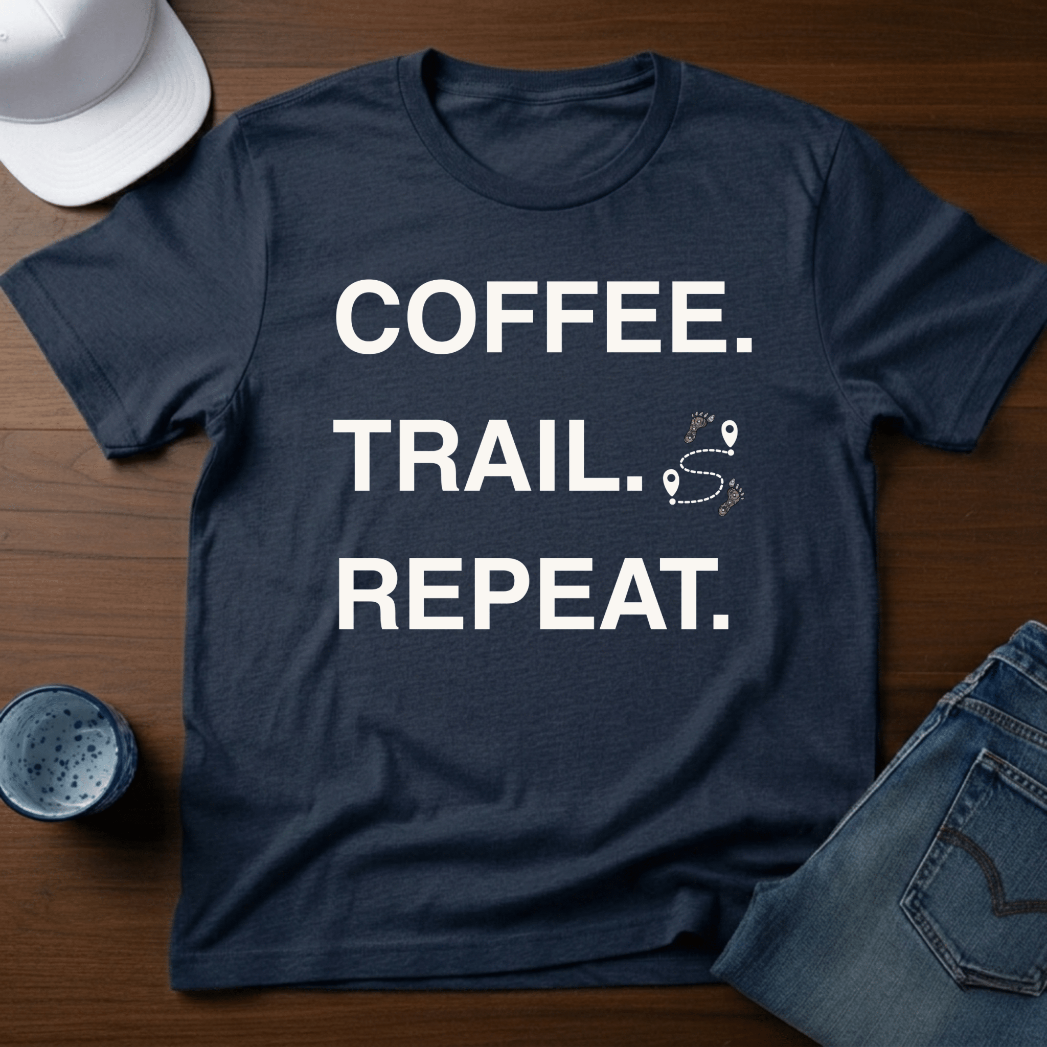 Coffee. Trail. Repeat. T-Shirt - Deadpan Outdoors Co.