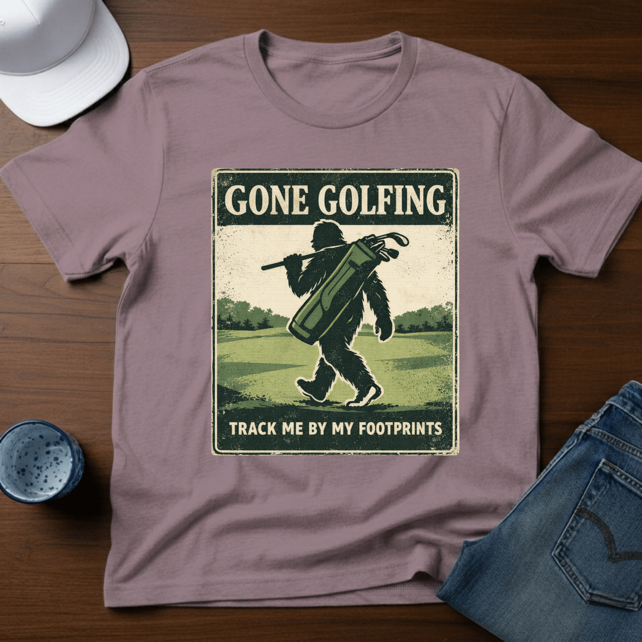 Gone Golfing Track Me By My Footprints T-Shirt - Deadpan Outdoors Co.