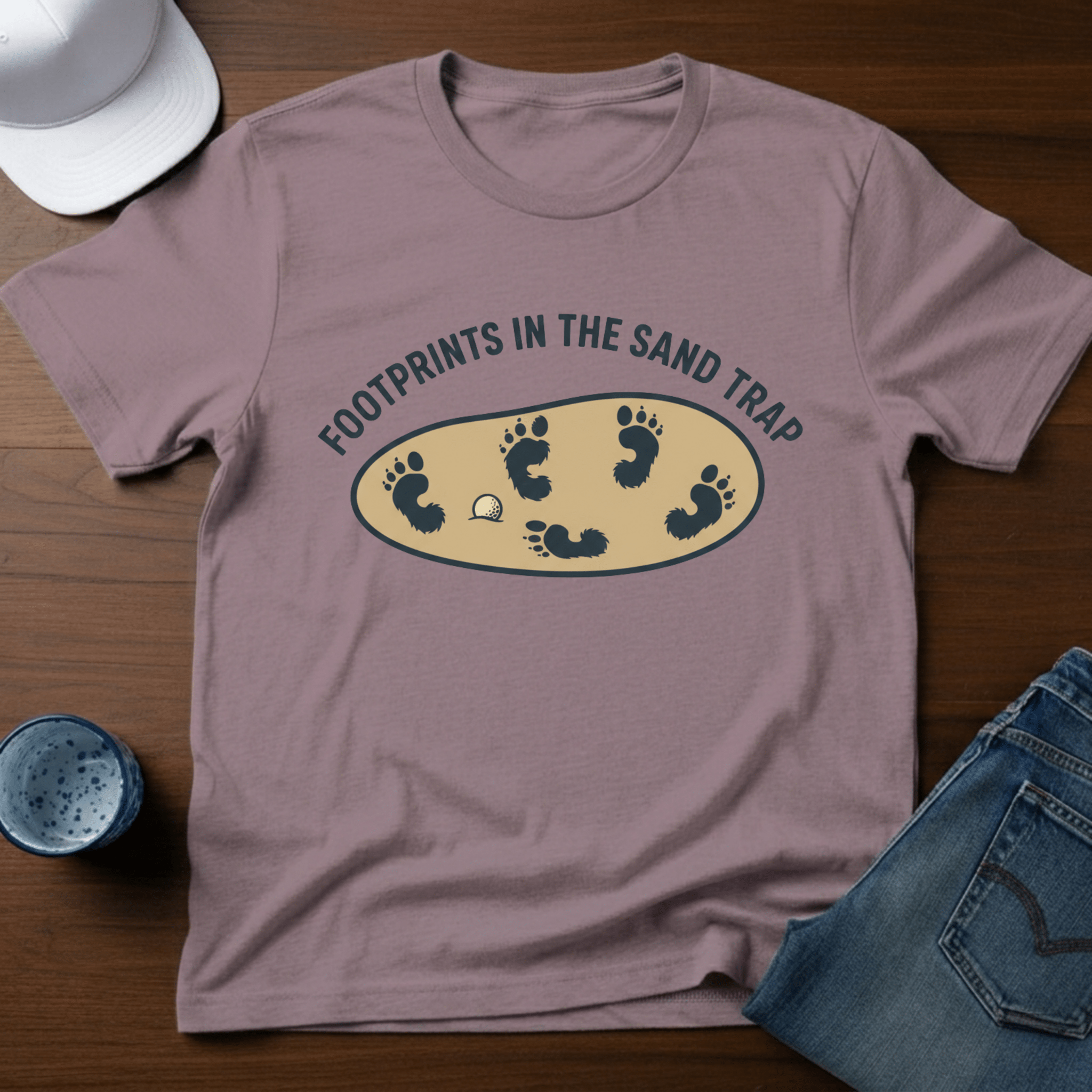 Footprints In The Sandtrap T-Shirt - Deadpan Outdoors Co.
