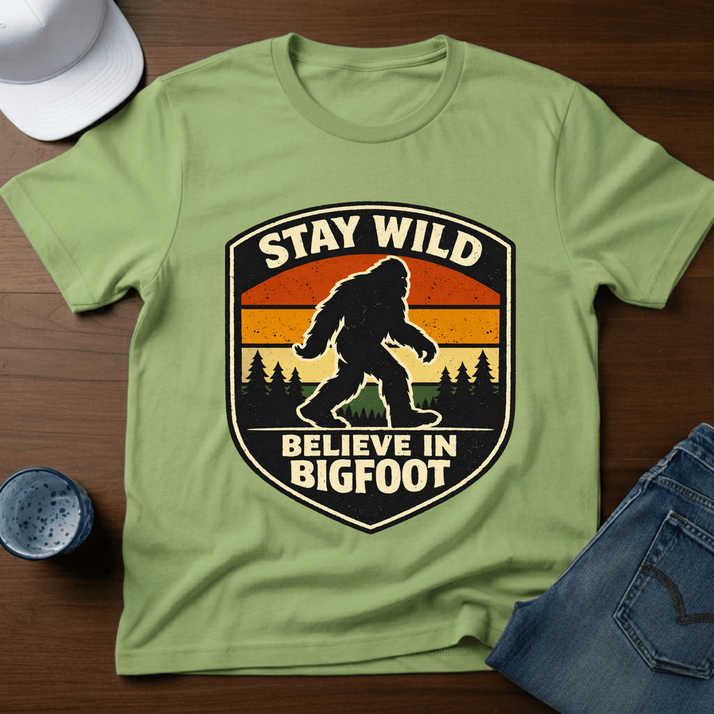 Stay Wild Believe In Bigfoot T-Shirt - Deadpan Outdoors Co.