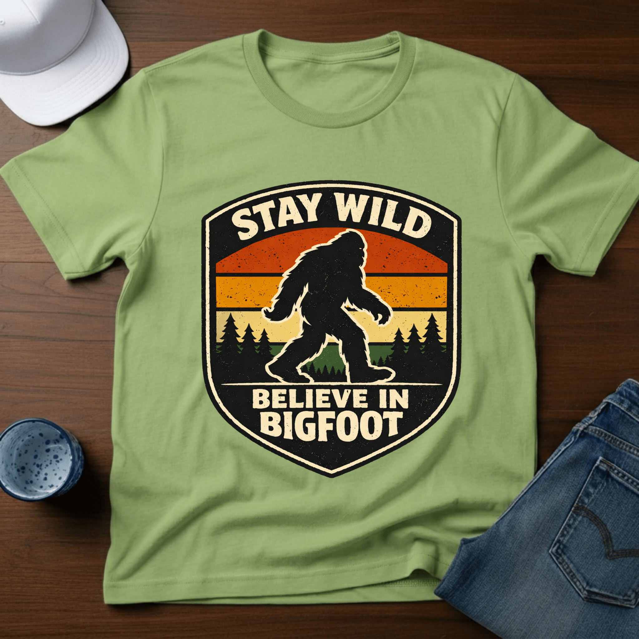 Stay Wild Believe In Bigfoot T-Shirt - Deadpan Outdoors Co.