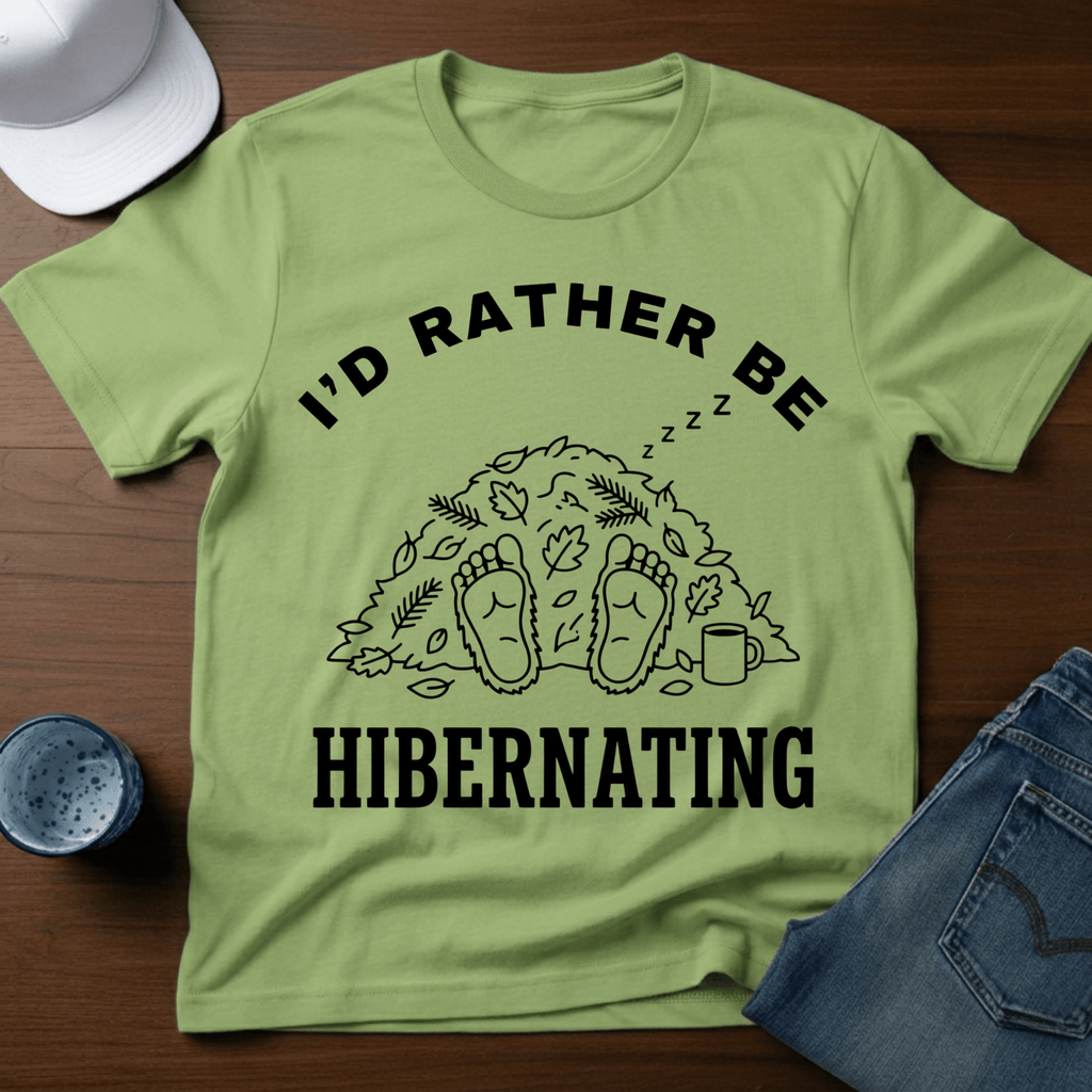 I'D Rather Be Hibernating - Funny Bigfoot Coffee Tee - T-Shirt - Deadpan Outdoors Co.