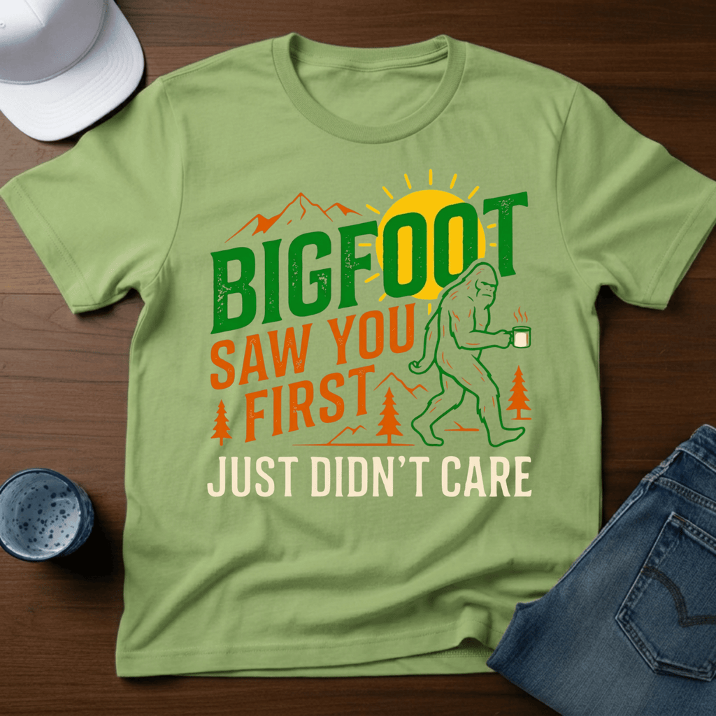 Bigfoot Saw You First - Just Didn't Care T-Shirt - Deadpan Outdoors Co.