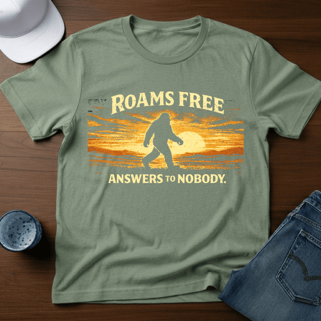 Roams Free - Answers To Nobody. T-Shirt - Deadpan Outdoors Co.