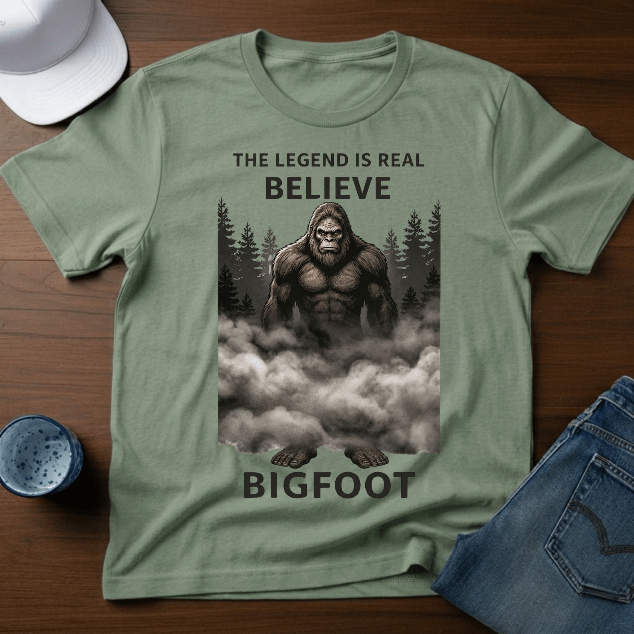 The Legend Is Real - Believe - Bigfoot T-Shirt - Outdoor Bigfoot Tee - Deadpan Outdoors Co.