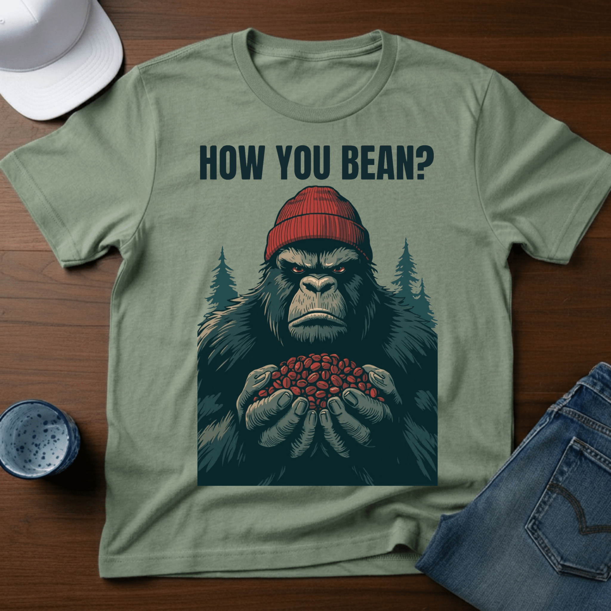 How You Bean T-Shirt - Funny Sasquatch Coffee Tee - Deadpan Outdoors Co.