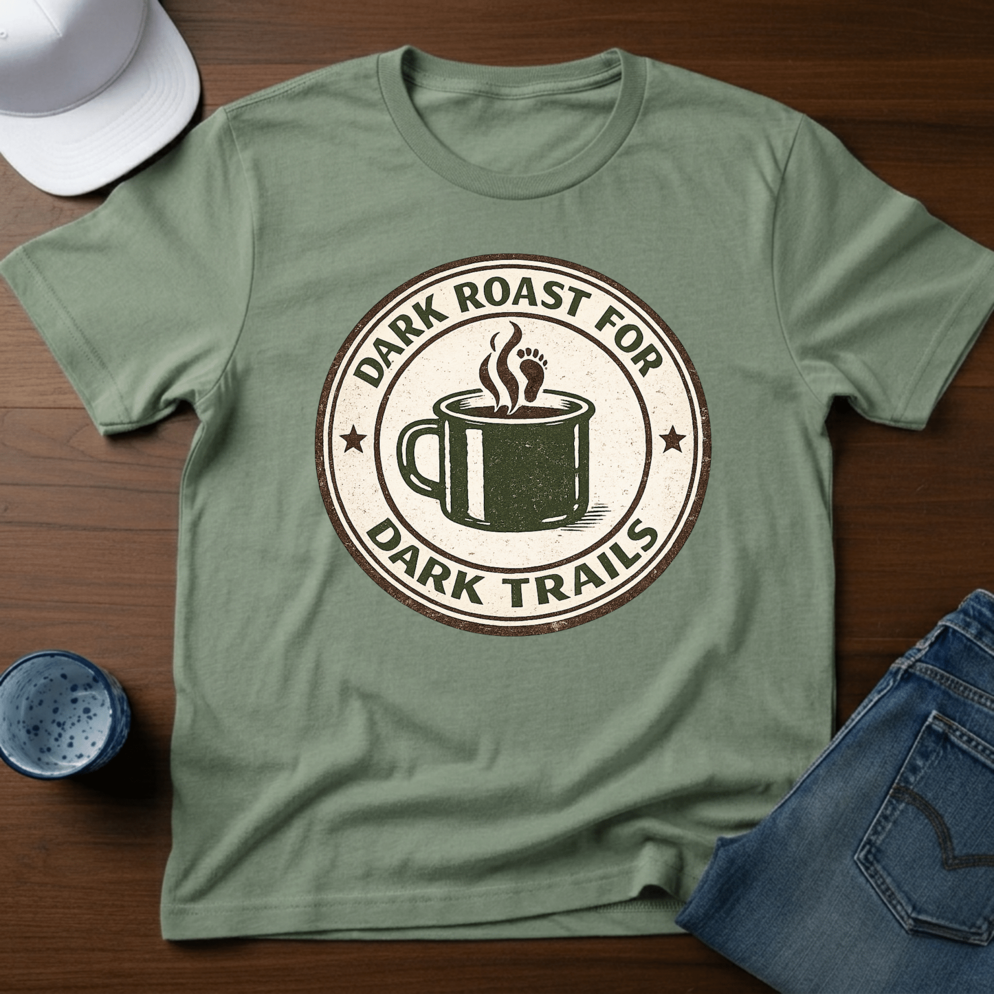 Dark Roast For Dark Trails T-Shirt - Deadpan Outdoors Co.