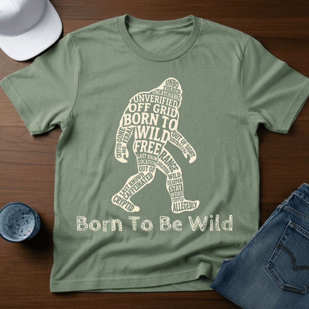 Born To Be Wild - Bigfoot T-Shirt - Deadpan Outdoors Co.