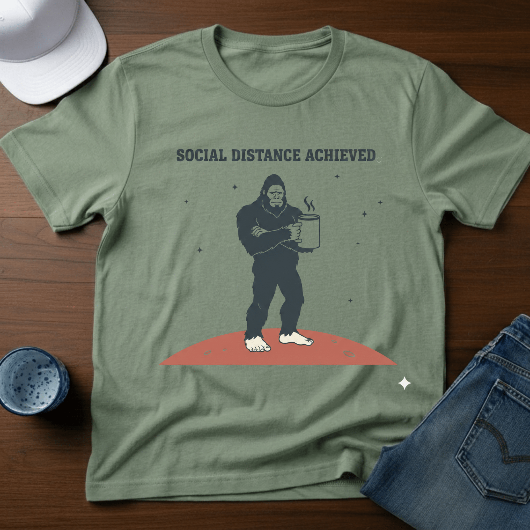 Social Distance Achieved T-Shirt - Deadpan Outdoors Co.