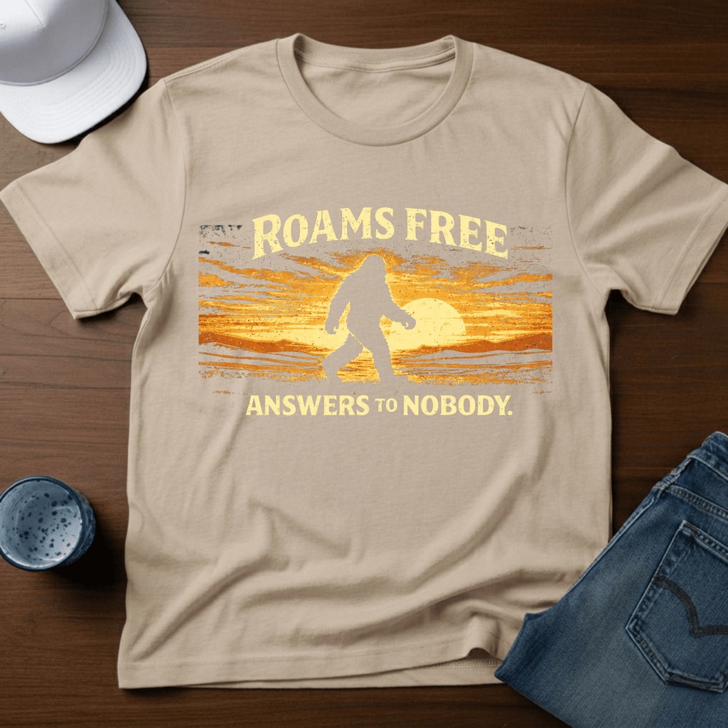 Roams Free - Answers To Nobody. T-Shirt - Deadpan Outdoors Co.