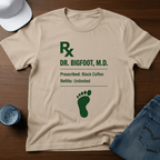 Dr. Bigfoot Prescription: Black Coffee Refills: Unlimited T-Shirt - Deadpan Outdoors Co.