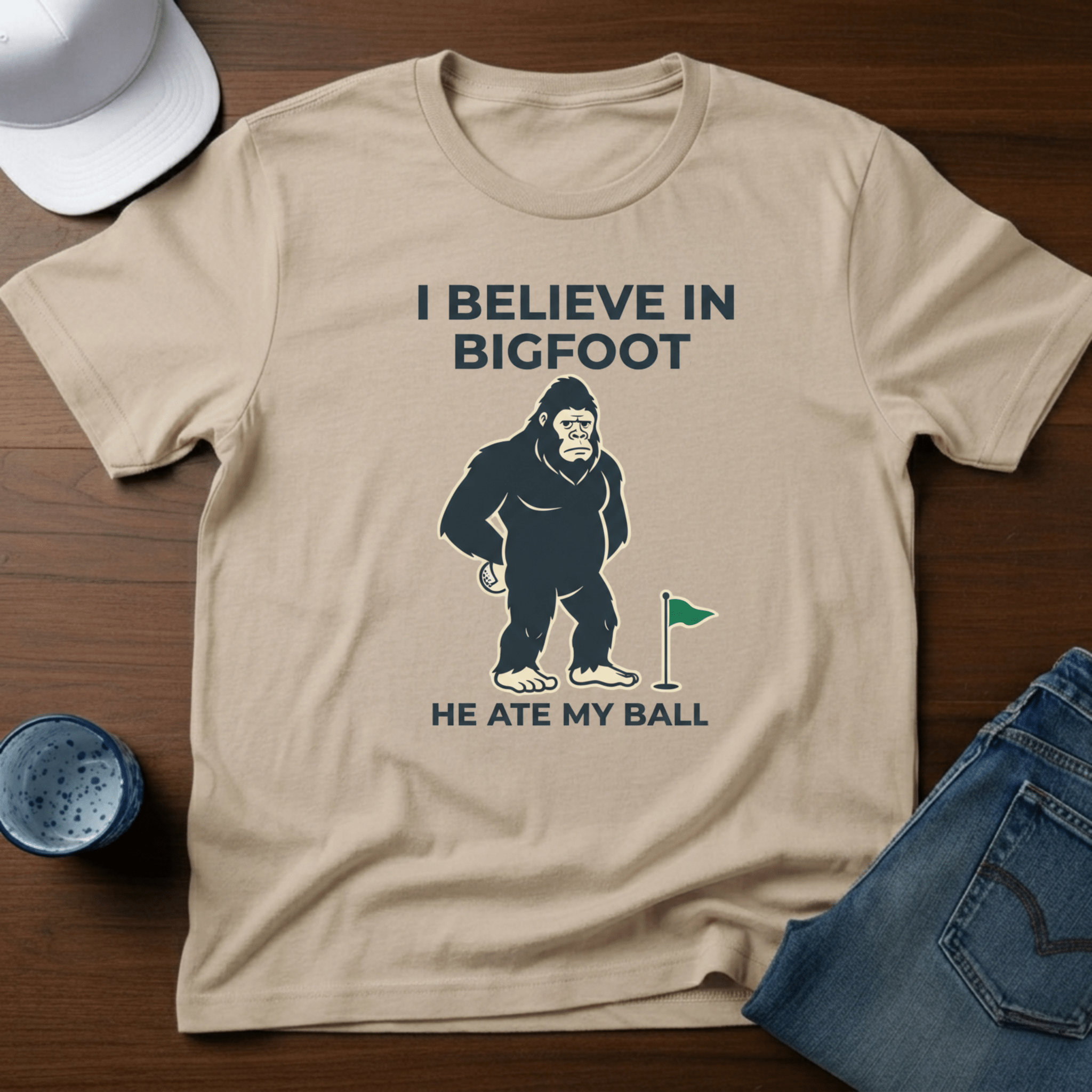 I Believe In Bigfoot He Ate My Ball T-Shirt - Deadpan Outdoors Co.