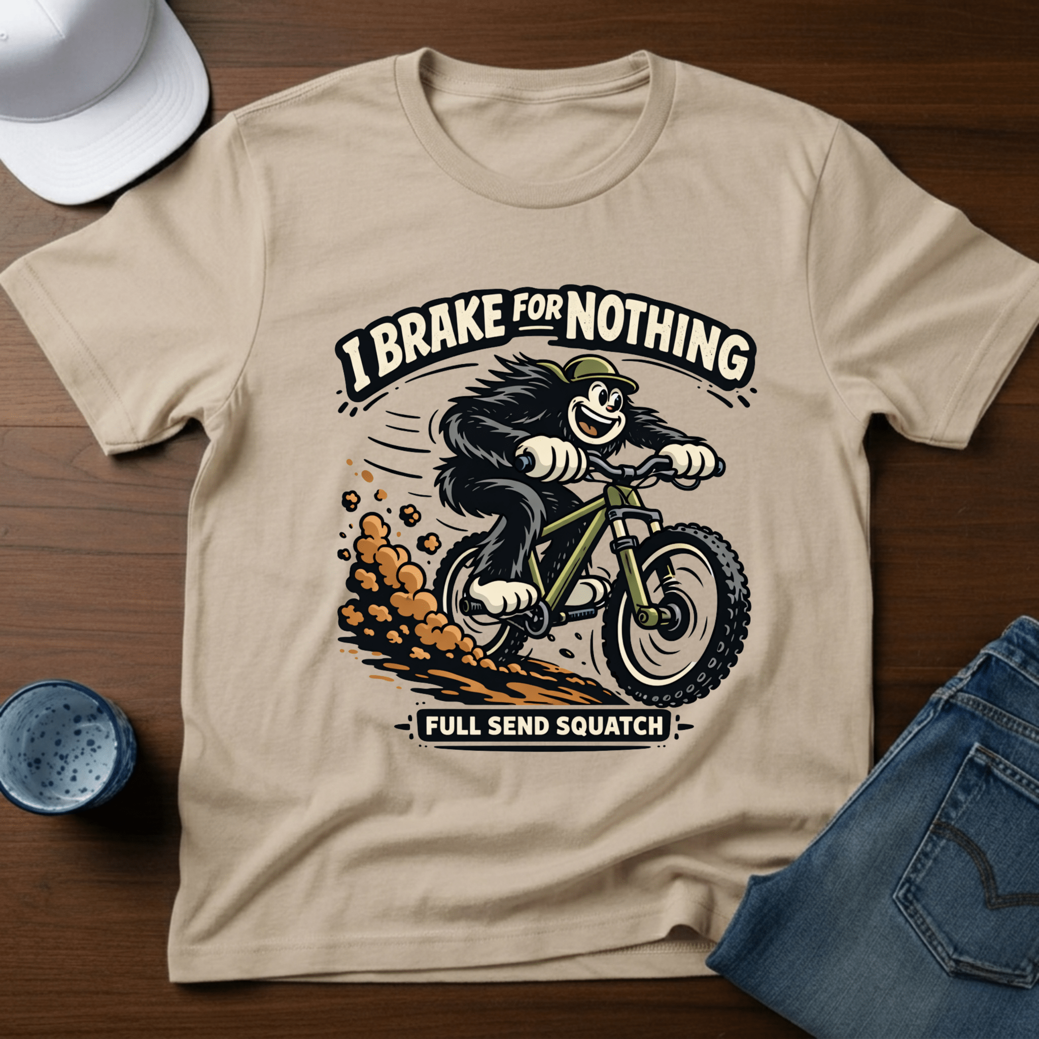 I Brake For Nothing Full Send Squatch T-Shirt - Deadpan Outdoors Co.