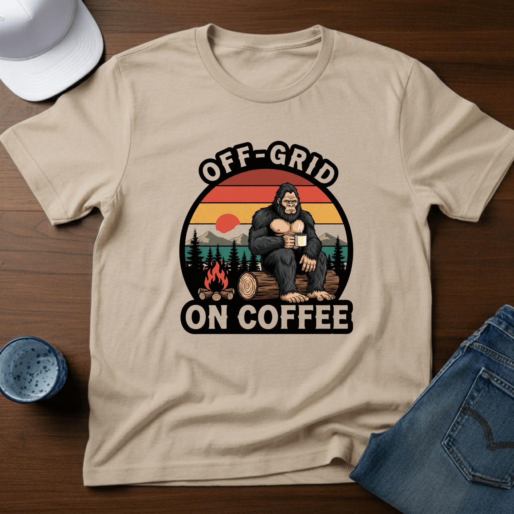 Off - Grid On Coffee T-Shirt - Deadpan Outdoors Co.