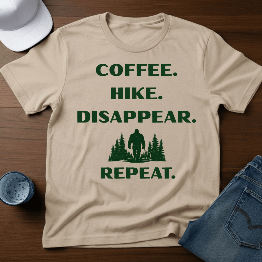Coffee. Hike. Disappear. Repeat. T-Shirt - Deadpan Outdoors Co.