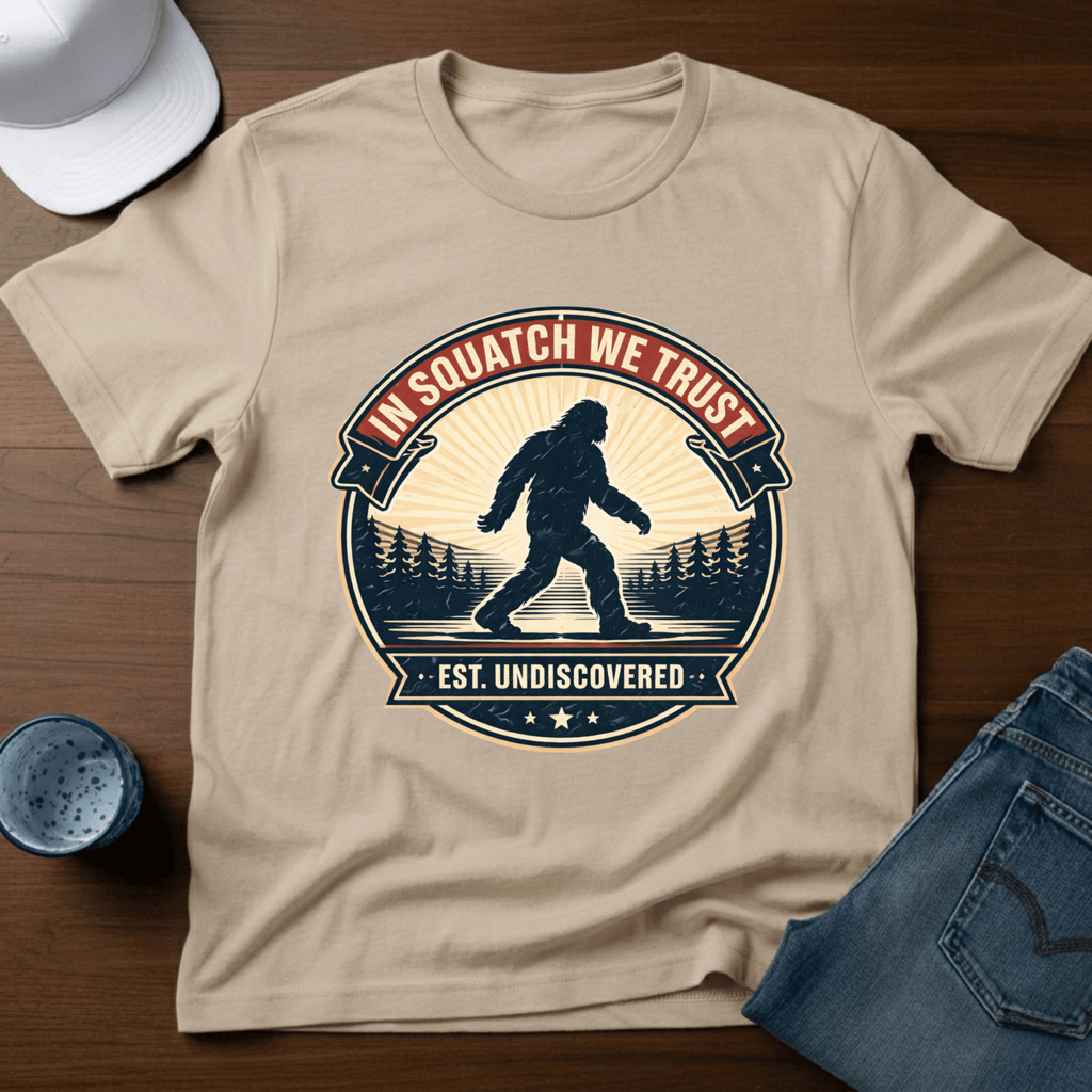 In Squatch We Trust T-Shirt - Deadpan Outdoors Co.