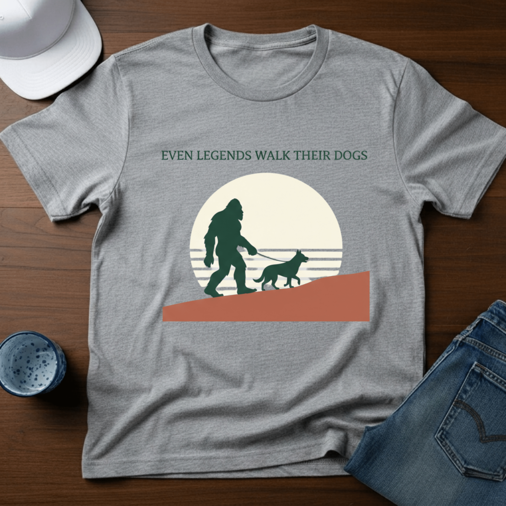 Even Legends Walk Their Dogs T-Shirt - Deadpan Outdoors Co.