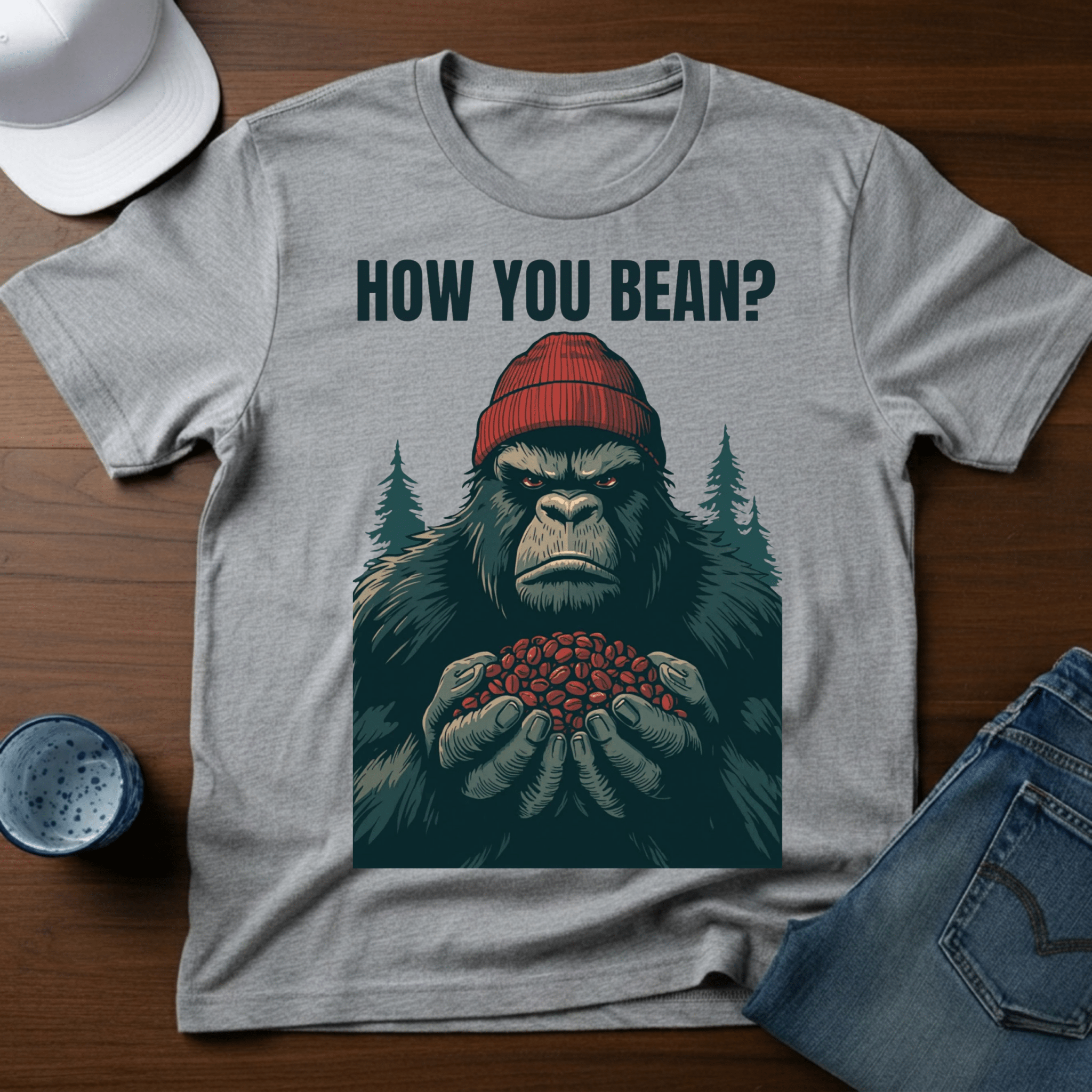 How You Bean T-Shirt - Funny Sasquatch Coffee Tee - Deadpan Outdoors Co.