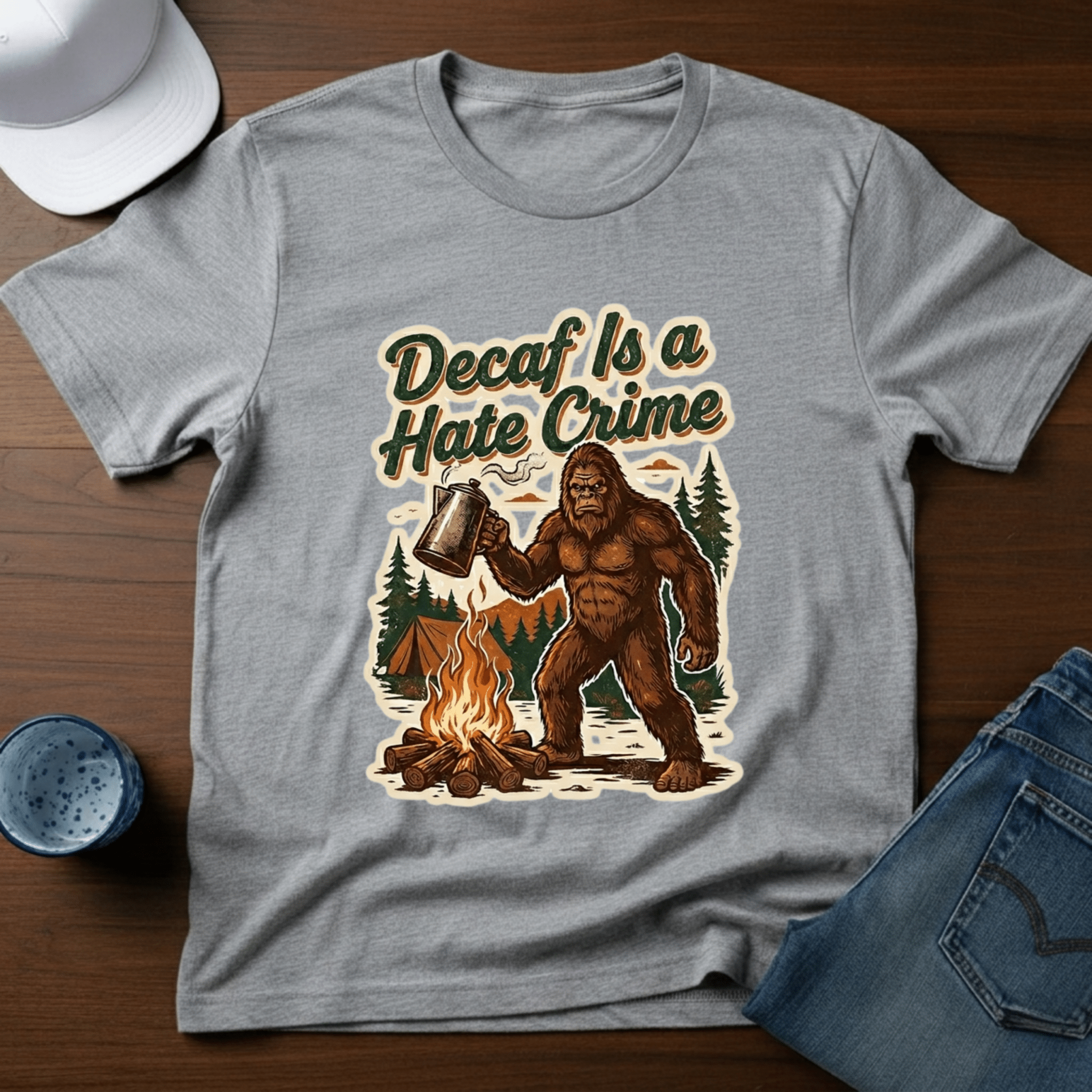 Decaf Is A Hate Crime With Coffee Pot T-Shirt - Deadpan Outdoors Co.