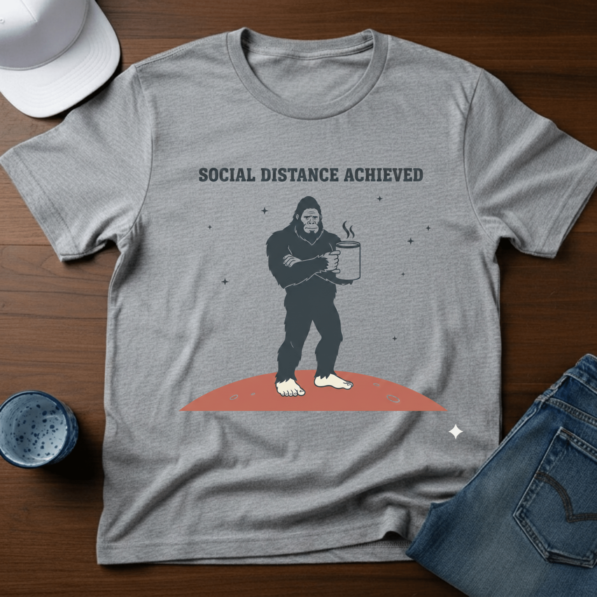 Social Distance Achieved T-Shirt - Deadpan Outdoors Co.