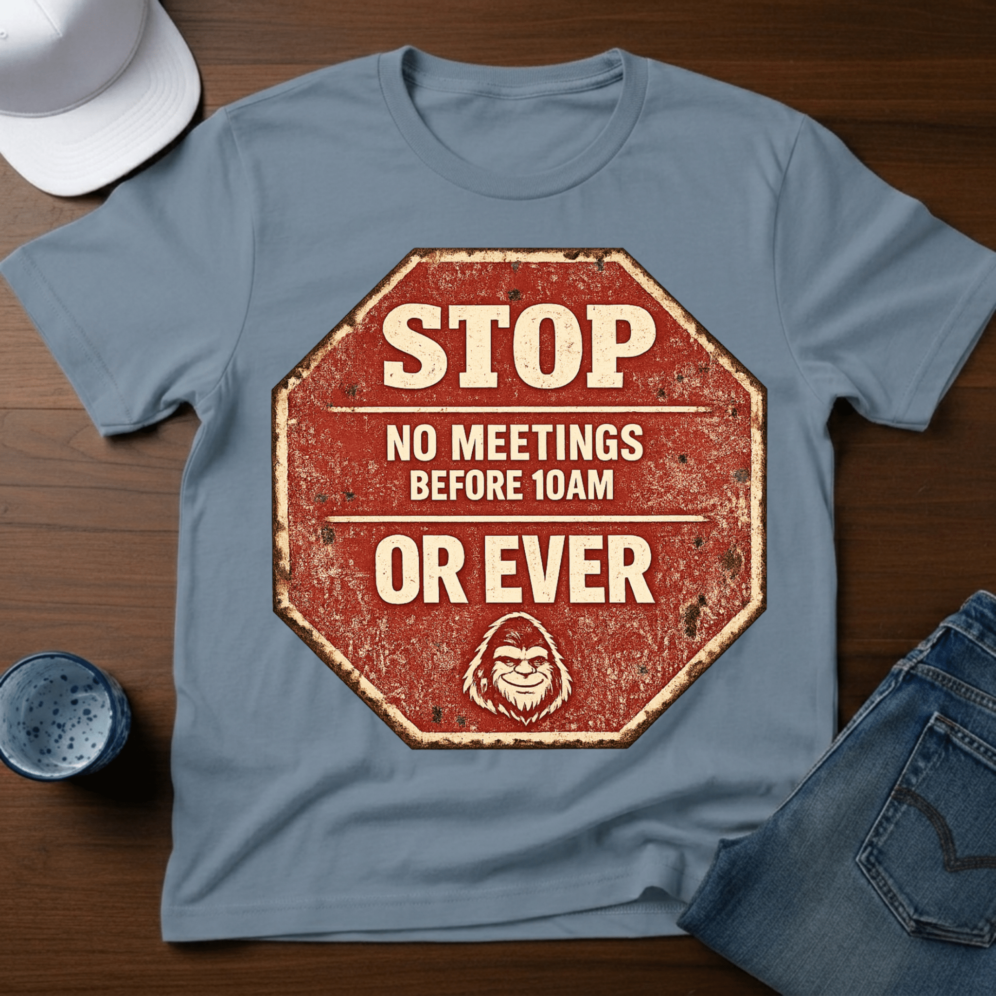 Stop - No Meetings Before 10AM Or Ever T-Shirt - Deadpan Outdoors Co.