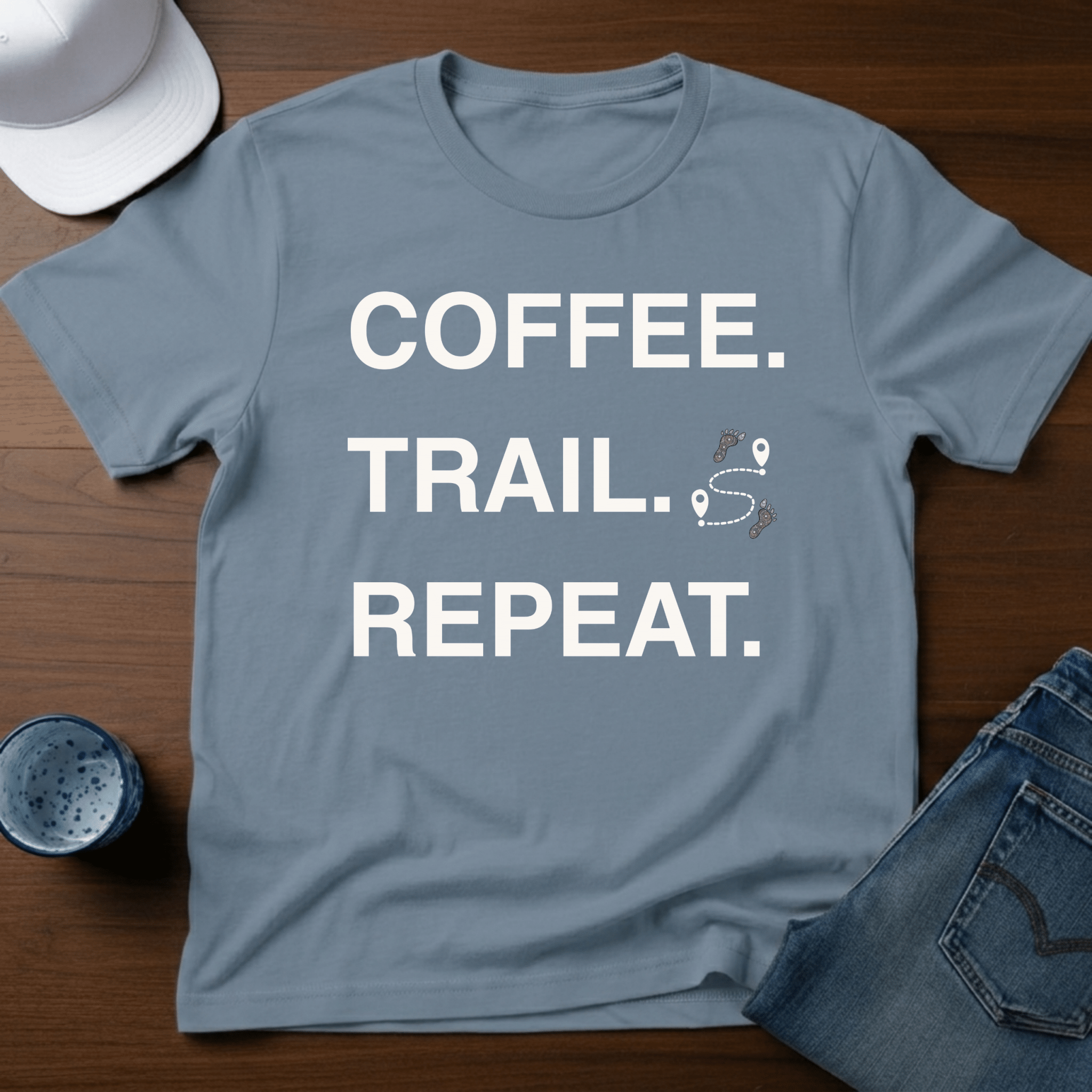 Coffee. Trail. Repeat. T-Shirt - Deadpan Outdoors Co.