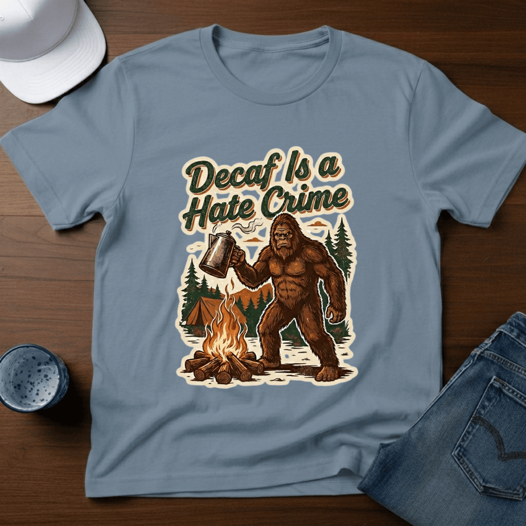 Decaf Is A Hate Crime With Coffee Pot T-Shirt - Deadpan Outdoors Co.