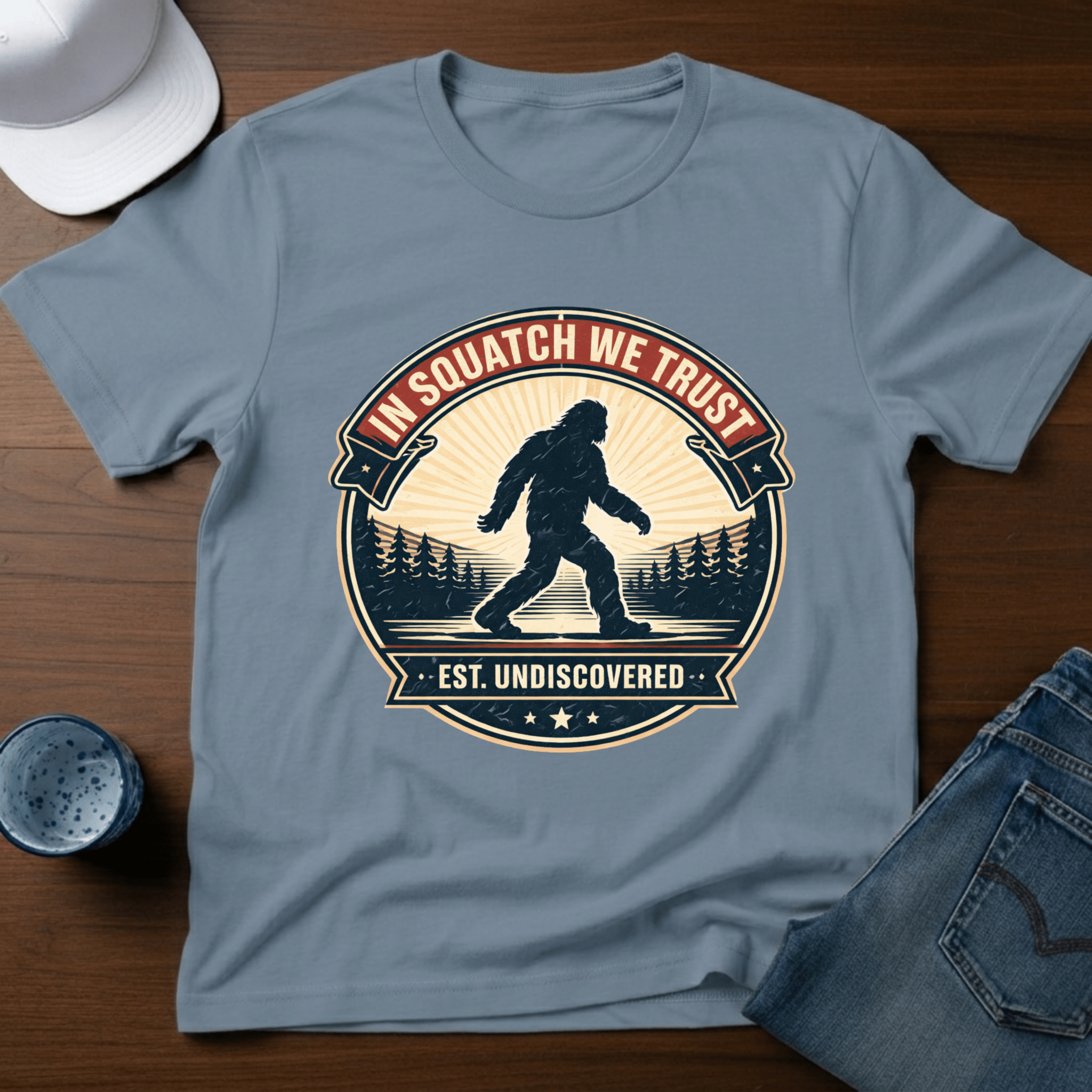 In Squatch We Trust T-Shirt - Deadpan Outdoors Co.